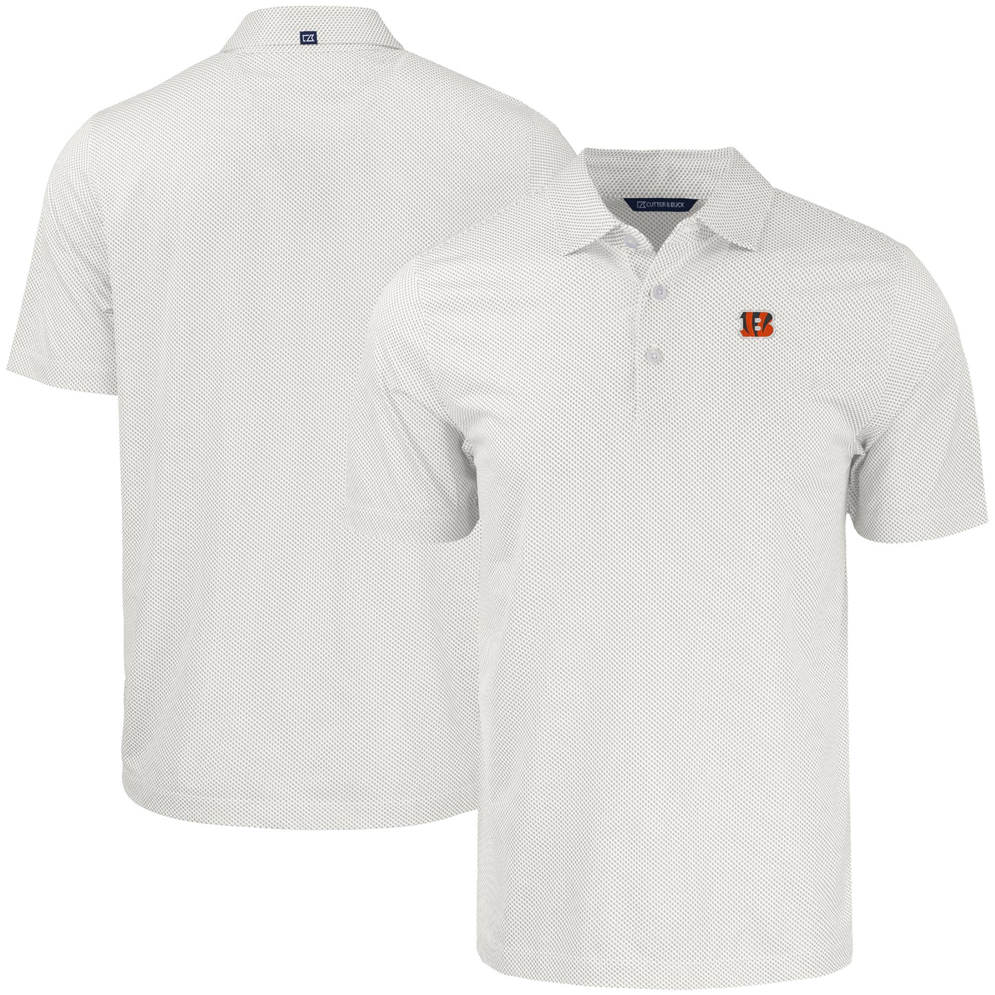 Men's Cutter & Buck White Cincinnati Bengals Pike Eco Symmetry Print Stretch Recycled Polo
