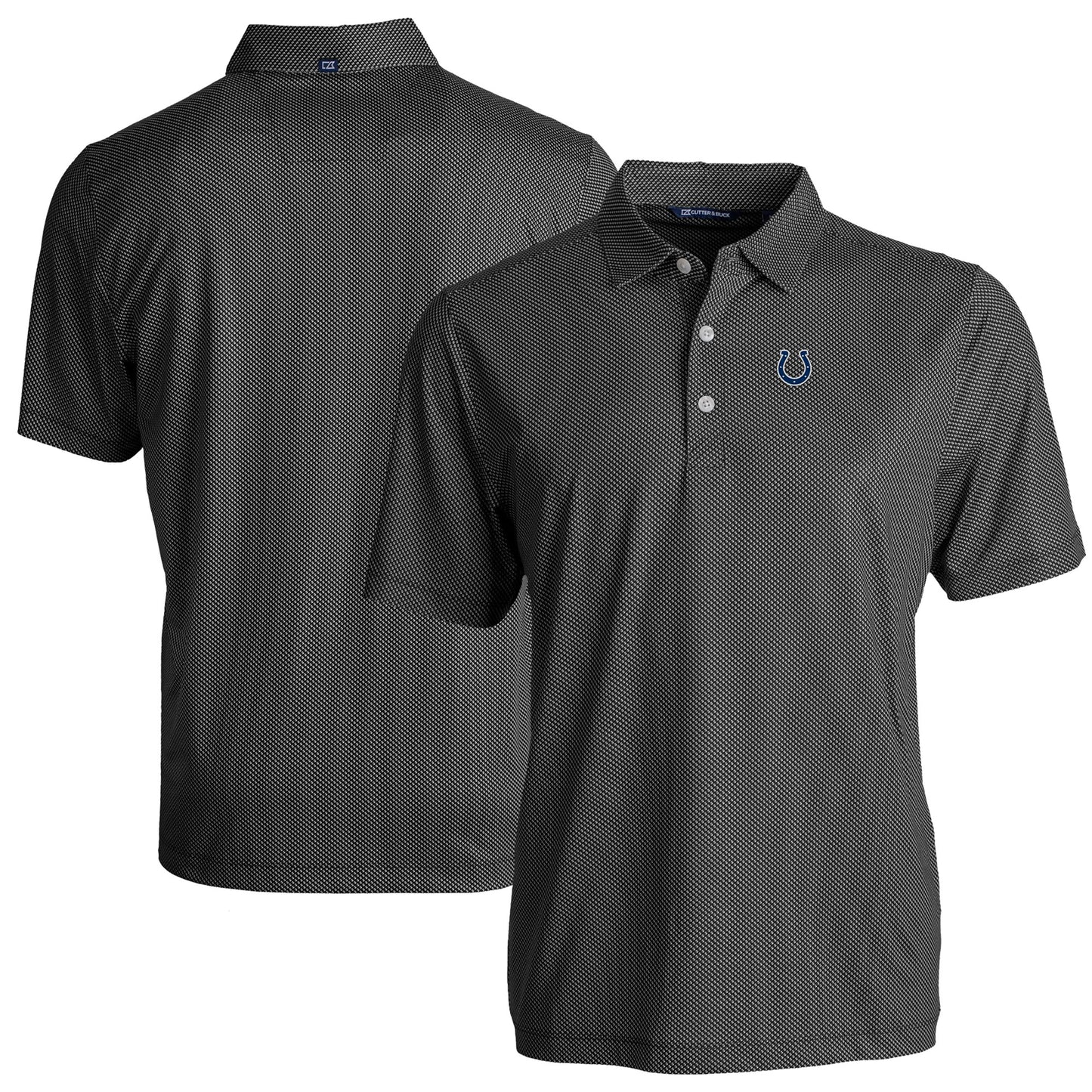 Men's Cutter & Buck Black Indianapolis Colts Pike Eco Symmetry Print Stretch Recycled Polo