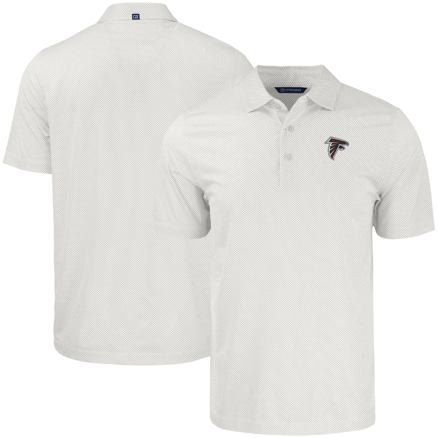 Men's Cutter & Buck White Atlanta Falcons Pike Eco Symmetry Print Stretch Recycled Polo