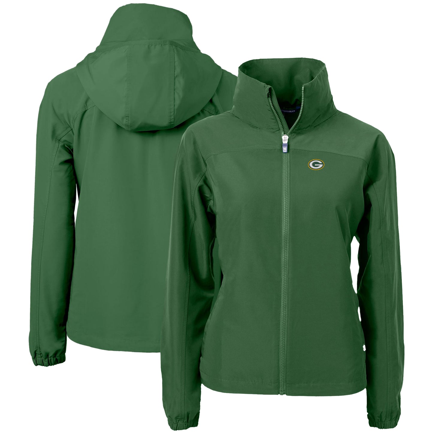Women's Cutter & Buck Hunter Green Green Bay Packers Charter Eco Recycled Full-Zip Jacket