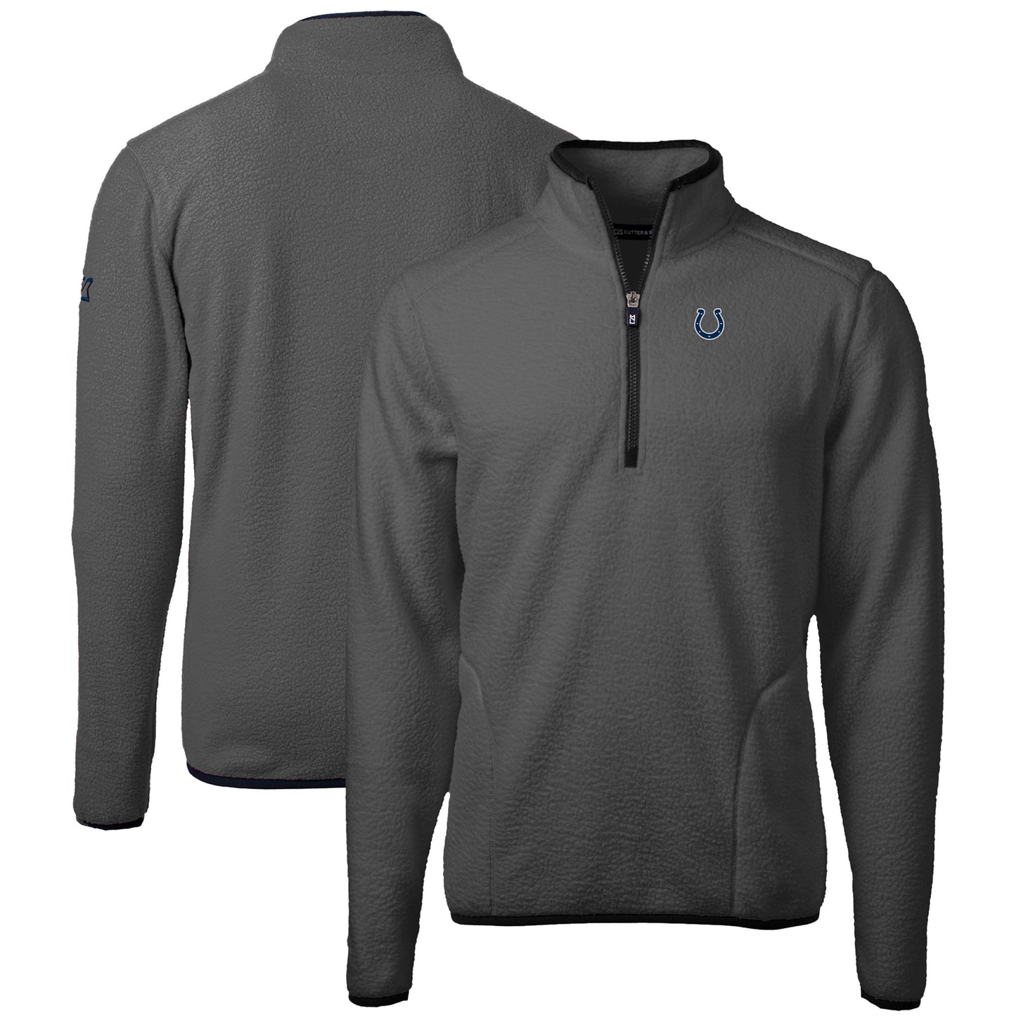 Men's Cutter & Buck Gray Indianapolis Colts Cascade Eco Sherpa Fleece Quarter-Zip Pullover Jacket