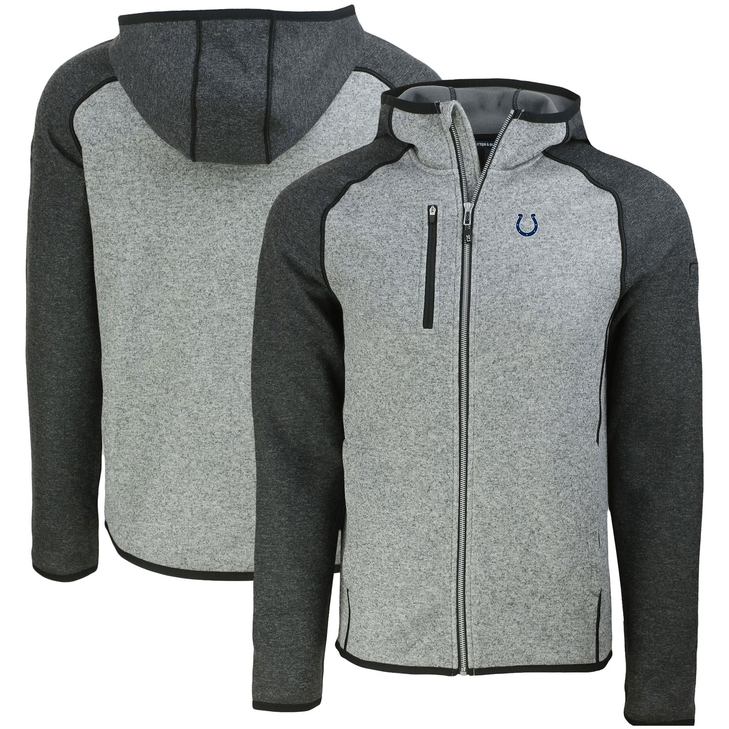 Men's Cutter & Buck Heather Gray Indianapolis Colts Mainsail Full-Zip Hooded Jacket
