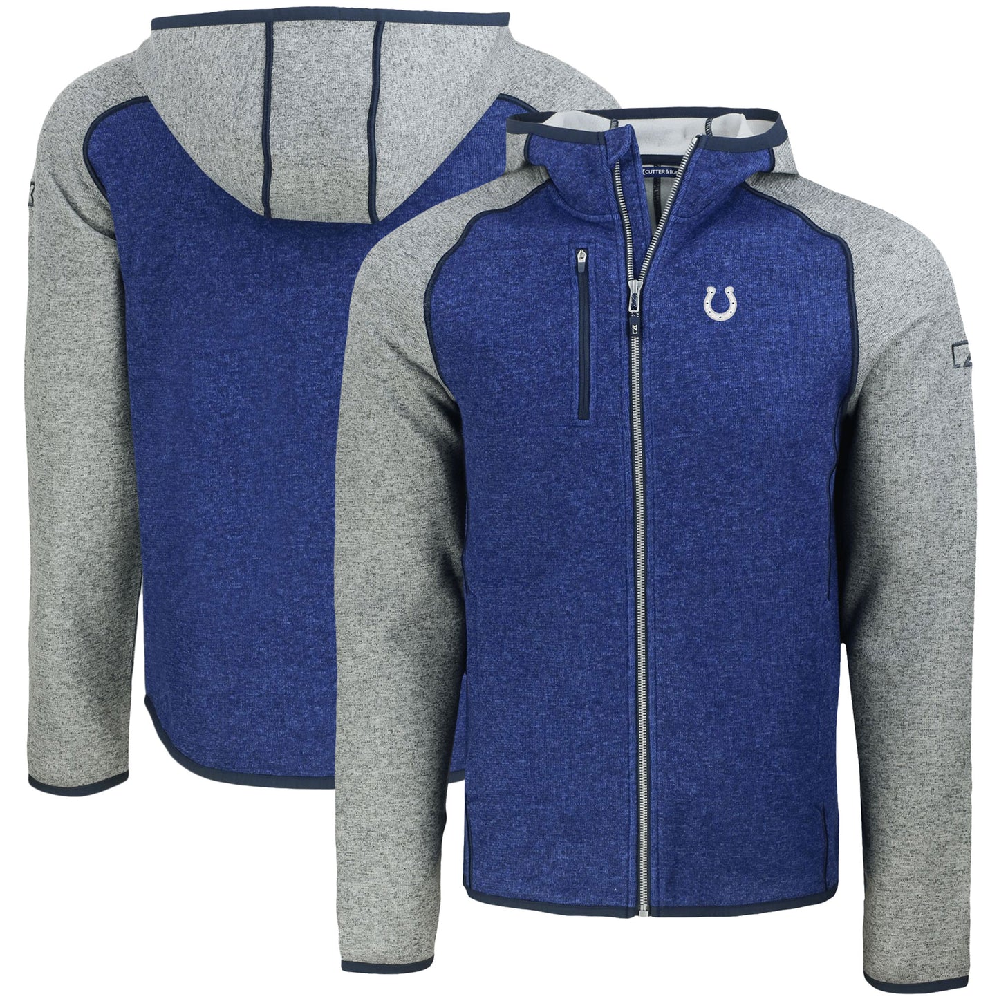 Men's Cutter & Buck Heather Royal Indianapolis Colts Mainsail Full-Zip Hooded Jacket