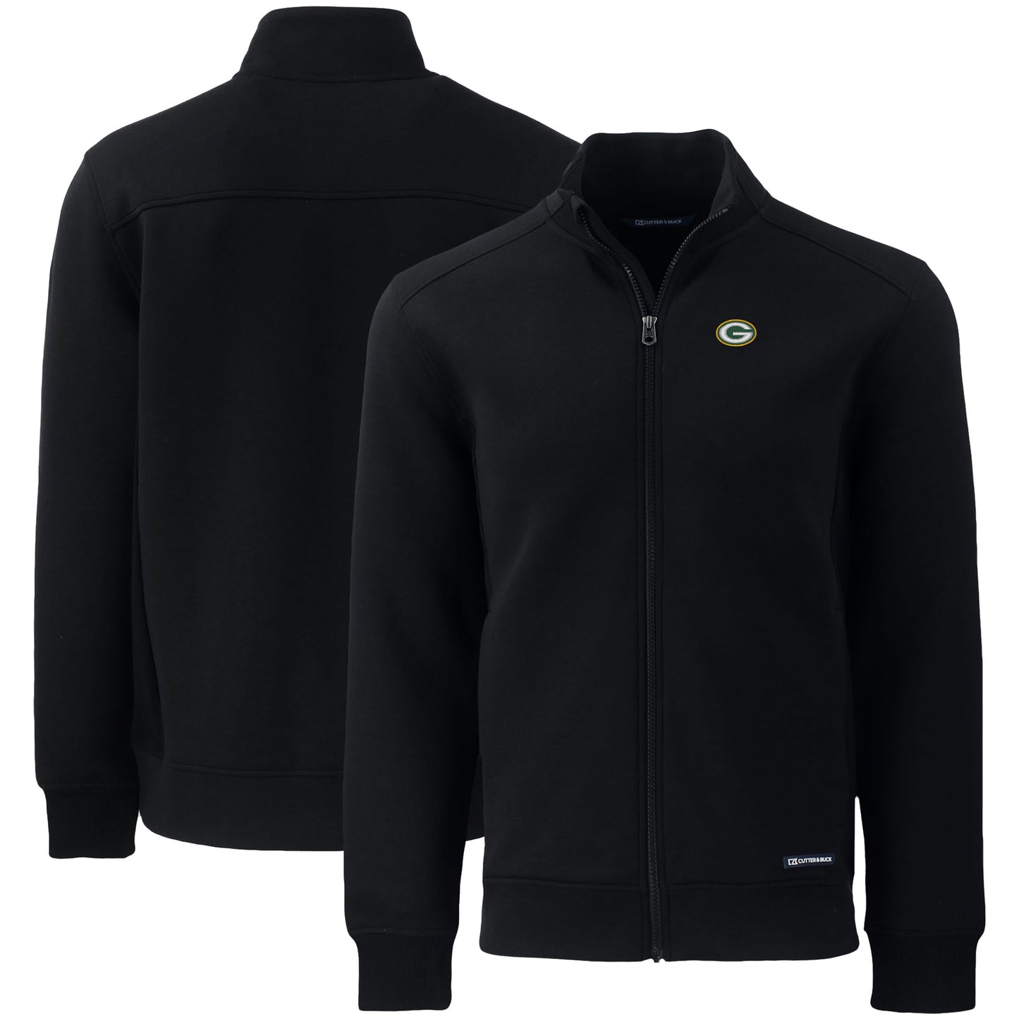 Men's Cutter & Buck Black Green Bay Packers Roam Eco Recycled Full-Zip Jacket