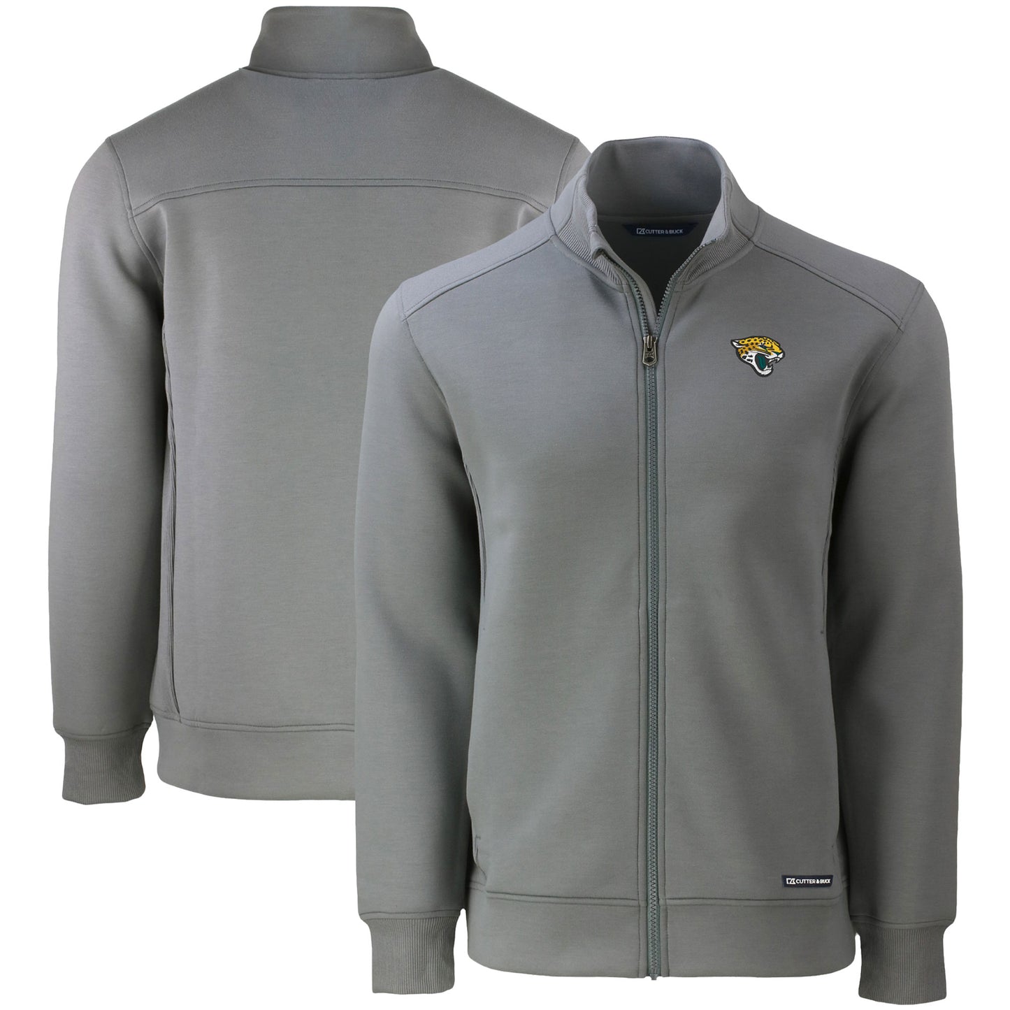 Men's Cutter & Buck Gray Jacksonville Jaguars Roam Eco Recycled Full-Zip Jacket