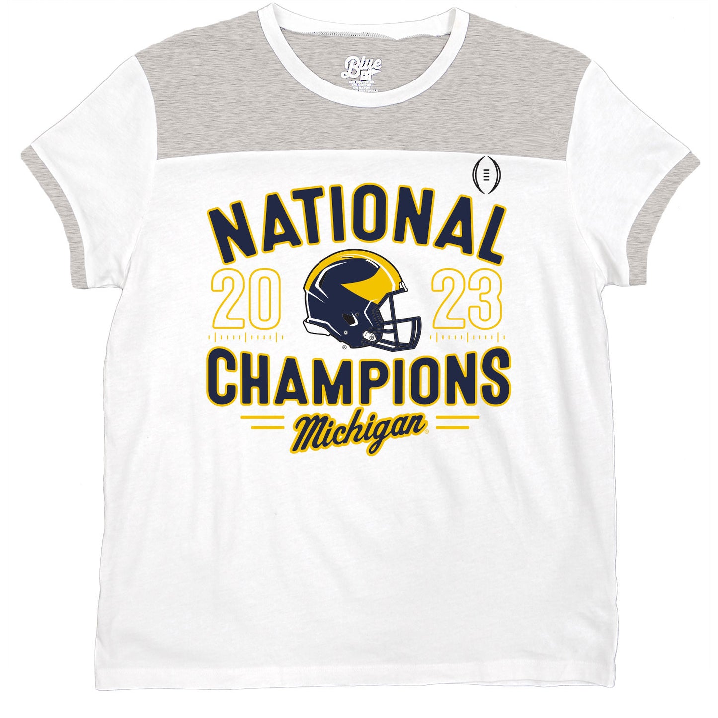 Women's Blue 84 White Michigan Wolverines College Football Playoff 2023 National Champions Colorblock T-Shirt