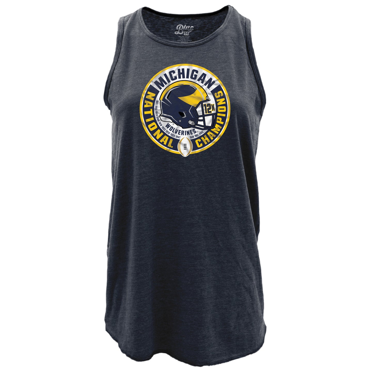Women's Blue 84 Navy Michigan Wolverines College Football Playoff 2023 National Champions Slow Decent Racer Back Tri-Blend Tank Top