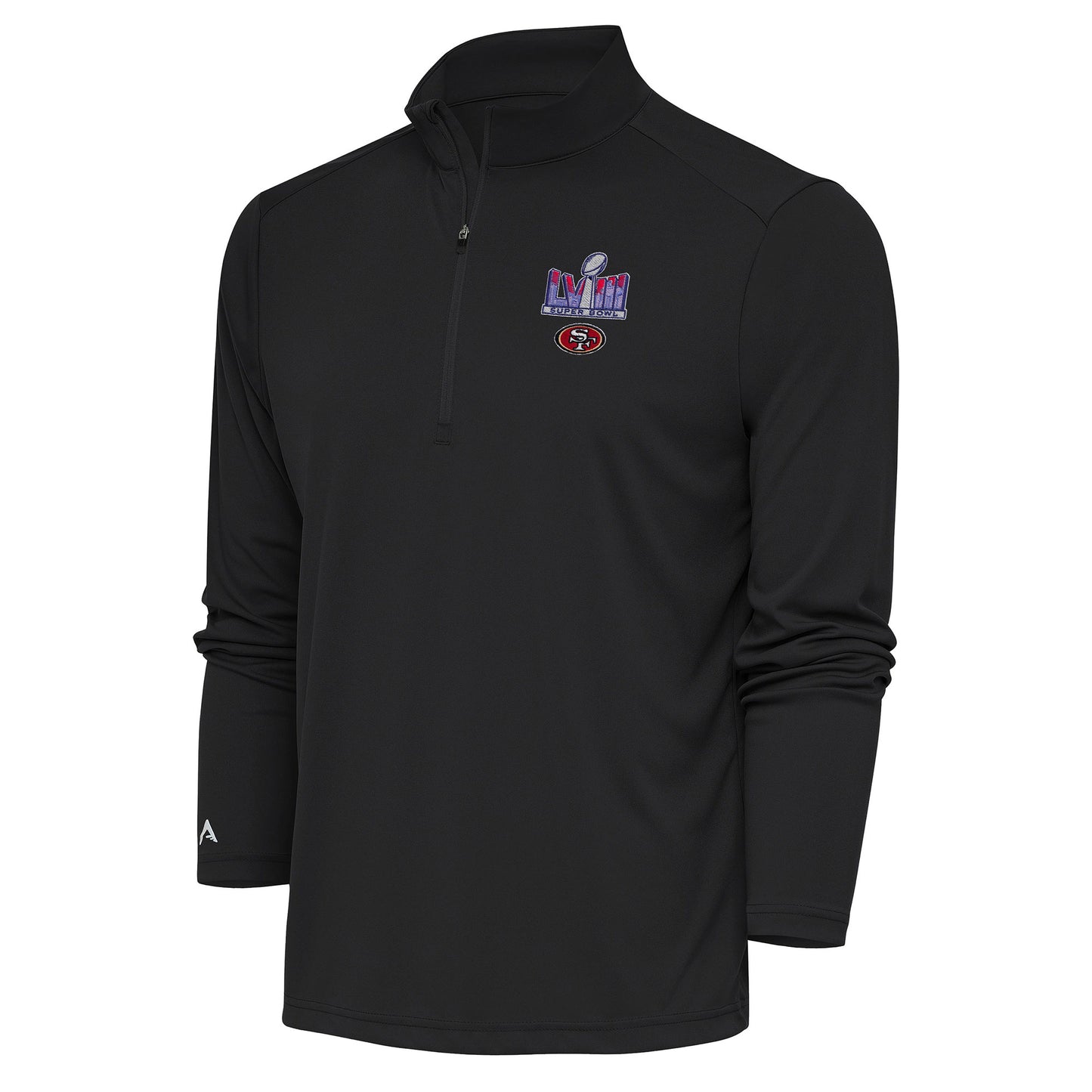 Men's Antigua Charcoal San Francisco 49ers Super Bowl LVIII Tribute Quarter-Zip Sweatshirt