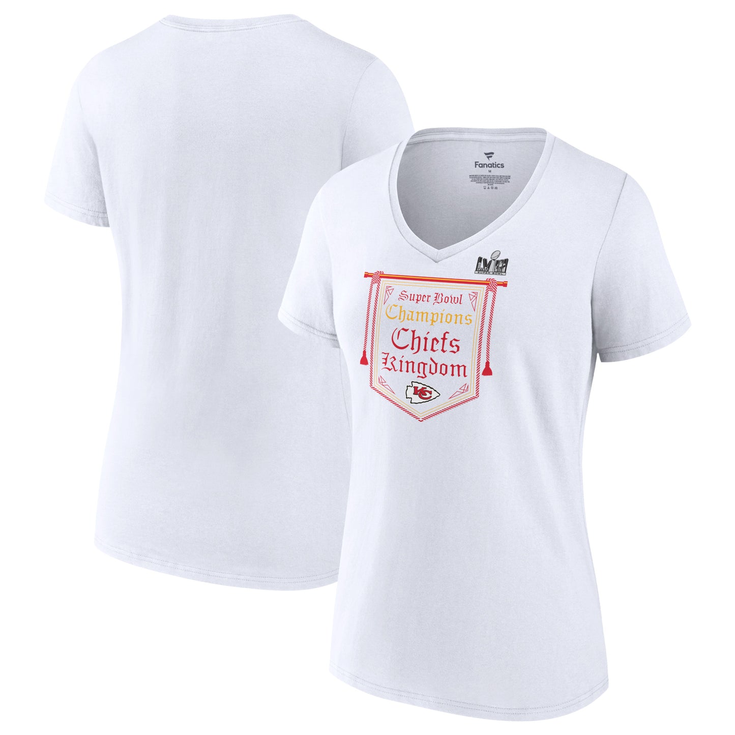 Women's Fanatics White Kansas City Chiefs Super Bowl LVIII Champions On Top V-Neck T-Shirt
