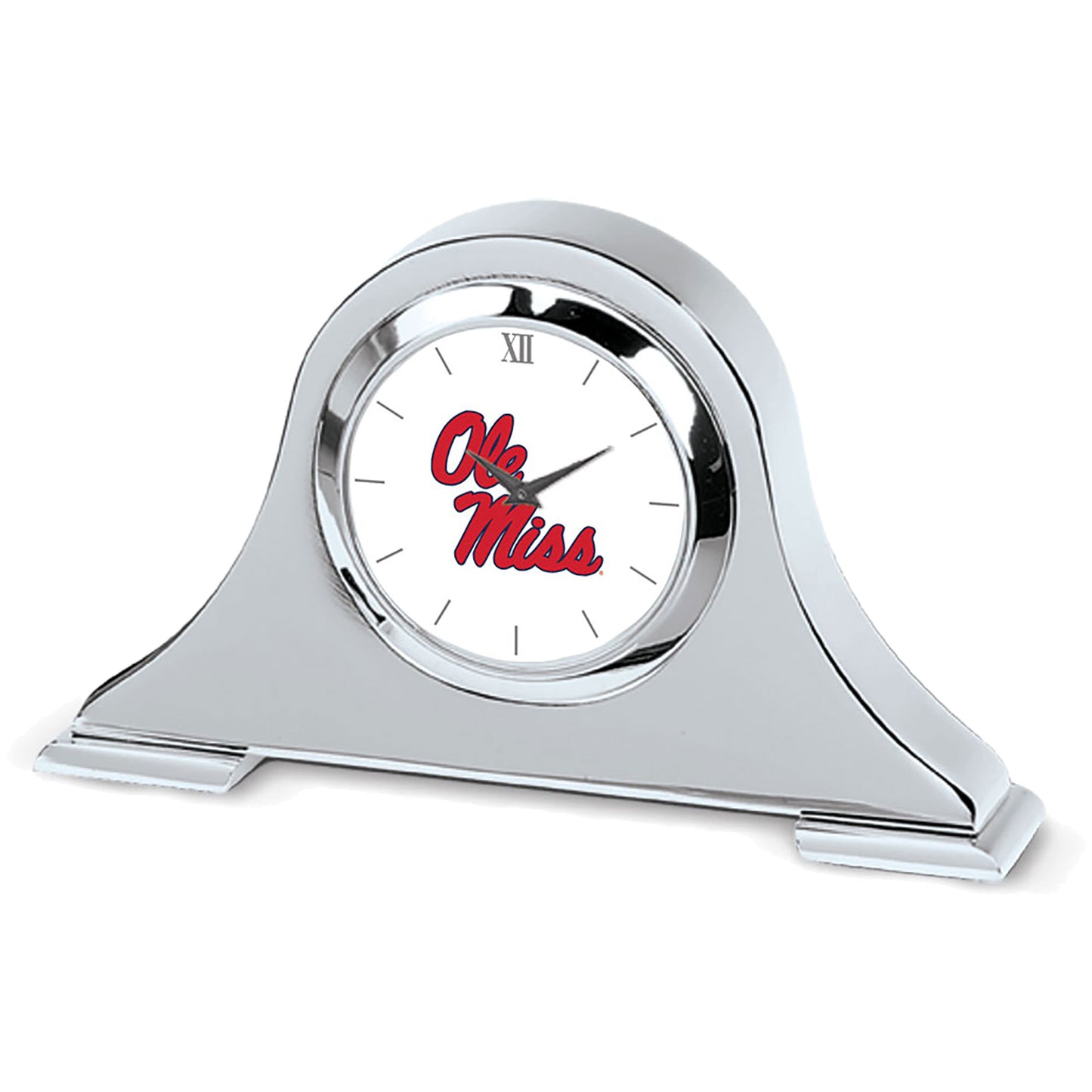 Silver Ole Miss Rebels Napoleon Desk Clock