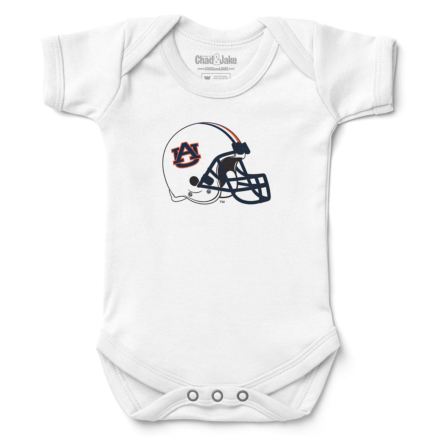 Newborn & Infant Chad & Jake White Auburn Tigers Helmet Logo Bodysuit