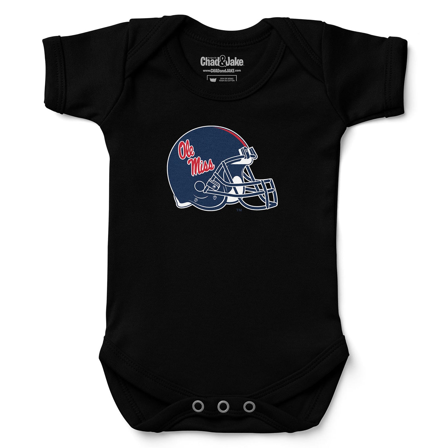 Newborn & Infant Chad & Jake Black Ole Miss Rebels Helmet Logo Bodysuit