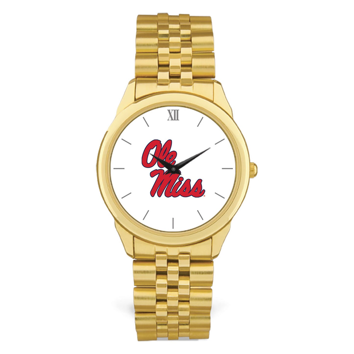 Men's Gold Ole Miss Rebels Rolled Link Watch