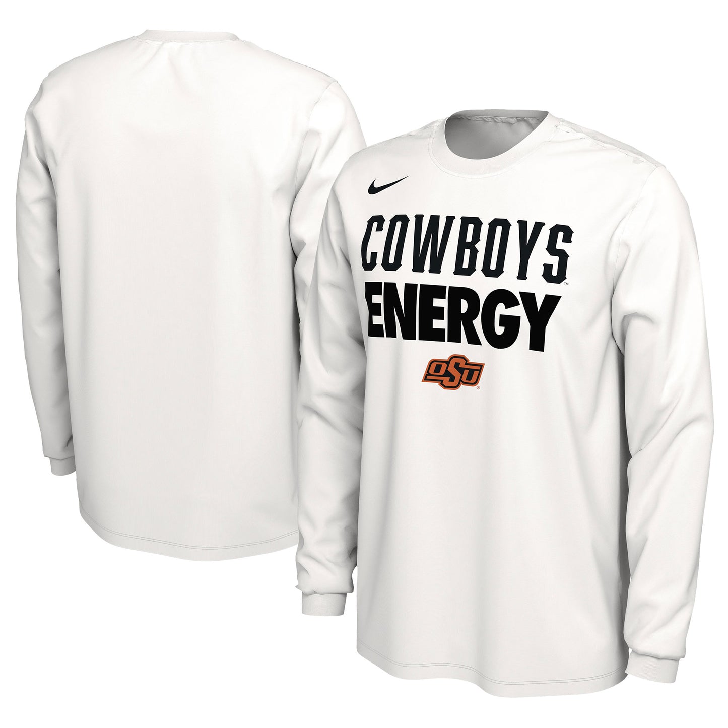 Unisex Nike White Oklahoma State Cowboys 2024 On-Court Bench Energy Long Sleeve T-Shirt