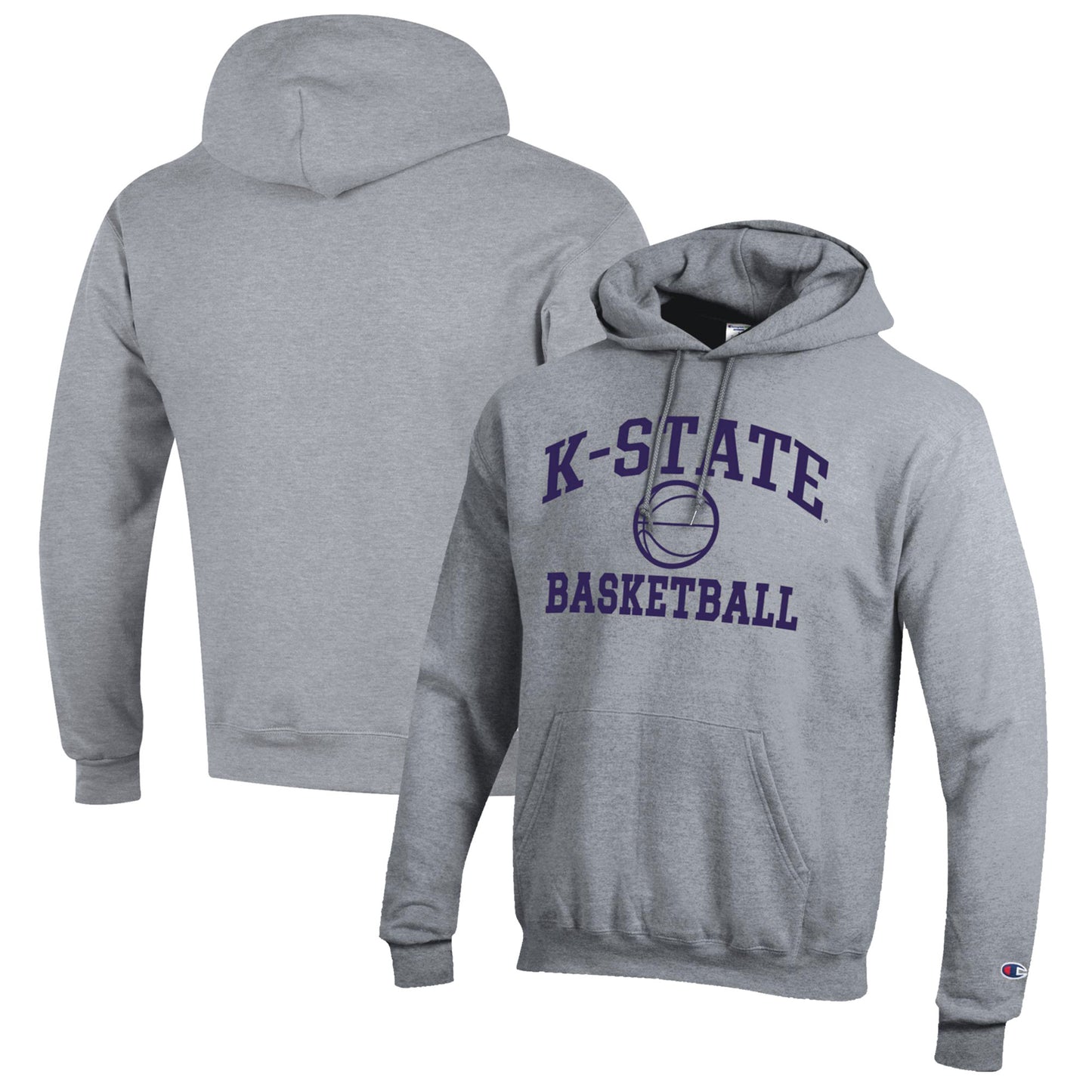 Men's Champion Heather Gray Kansas State Wildcats Basketball Icon Pullover Hoodie