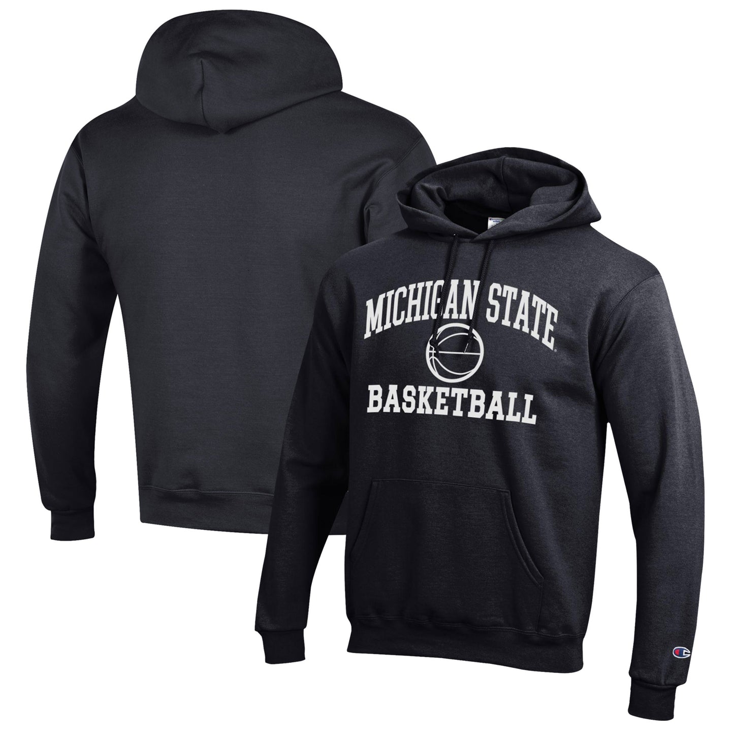 Men's Champion Black Michigan State Spartans Basketball Icon Pullover Hoodie