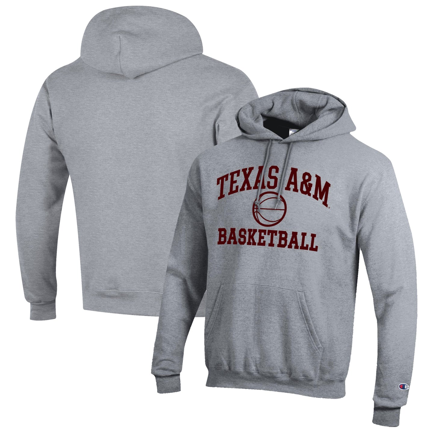 Men's Champion Heather Gray Texas A&M Aggies Basketball Icon Pullover Hoodie