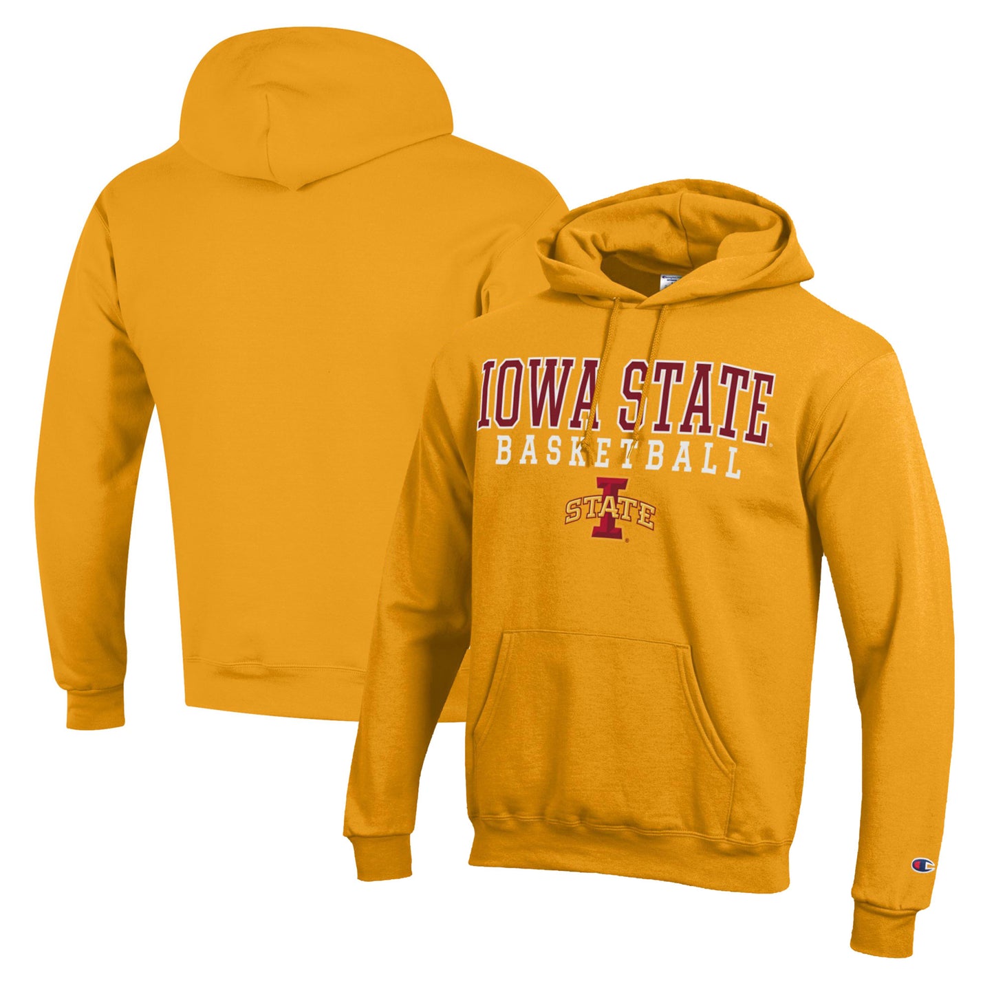 Men's Champion Gold Iowa State Cyclones Basketball Stack Pullover Hoodie