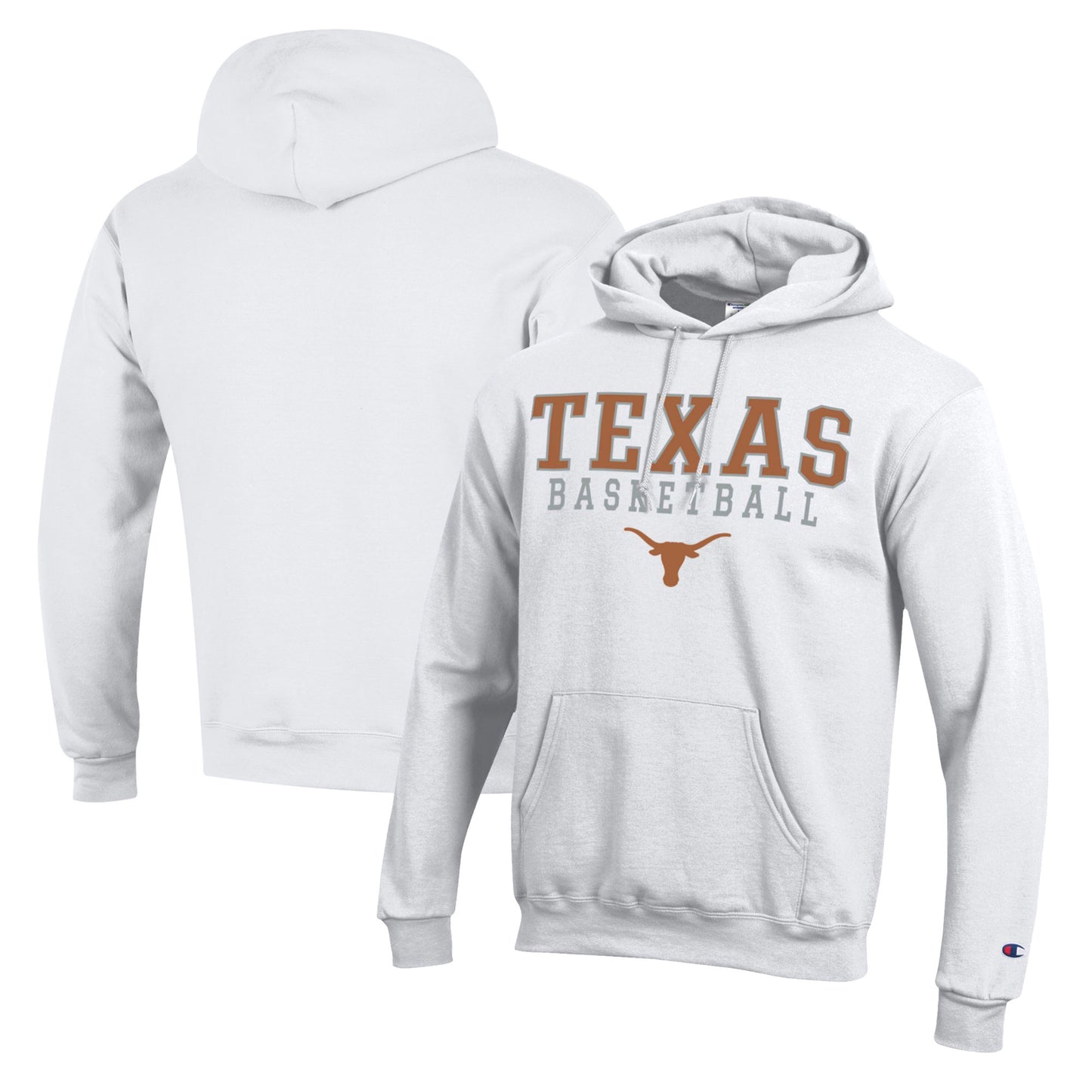 Men's Champion White Texas Longhorns Basketball Stack Pullover Hoodie