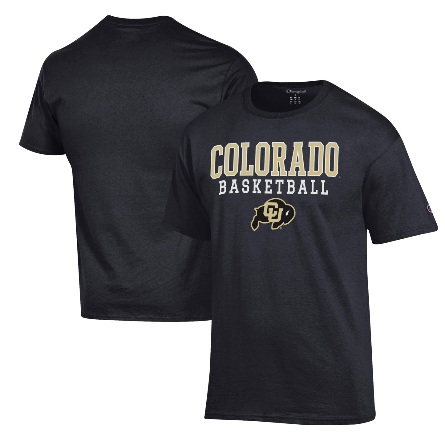 Men's Champion Black Colorado Buffaloes Basketball Stack T-Shirt