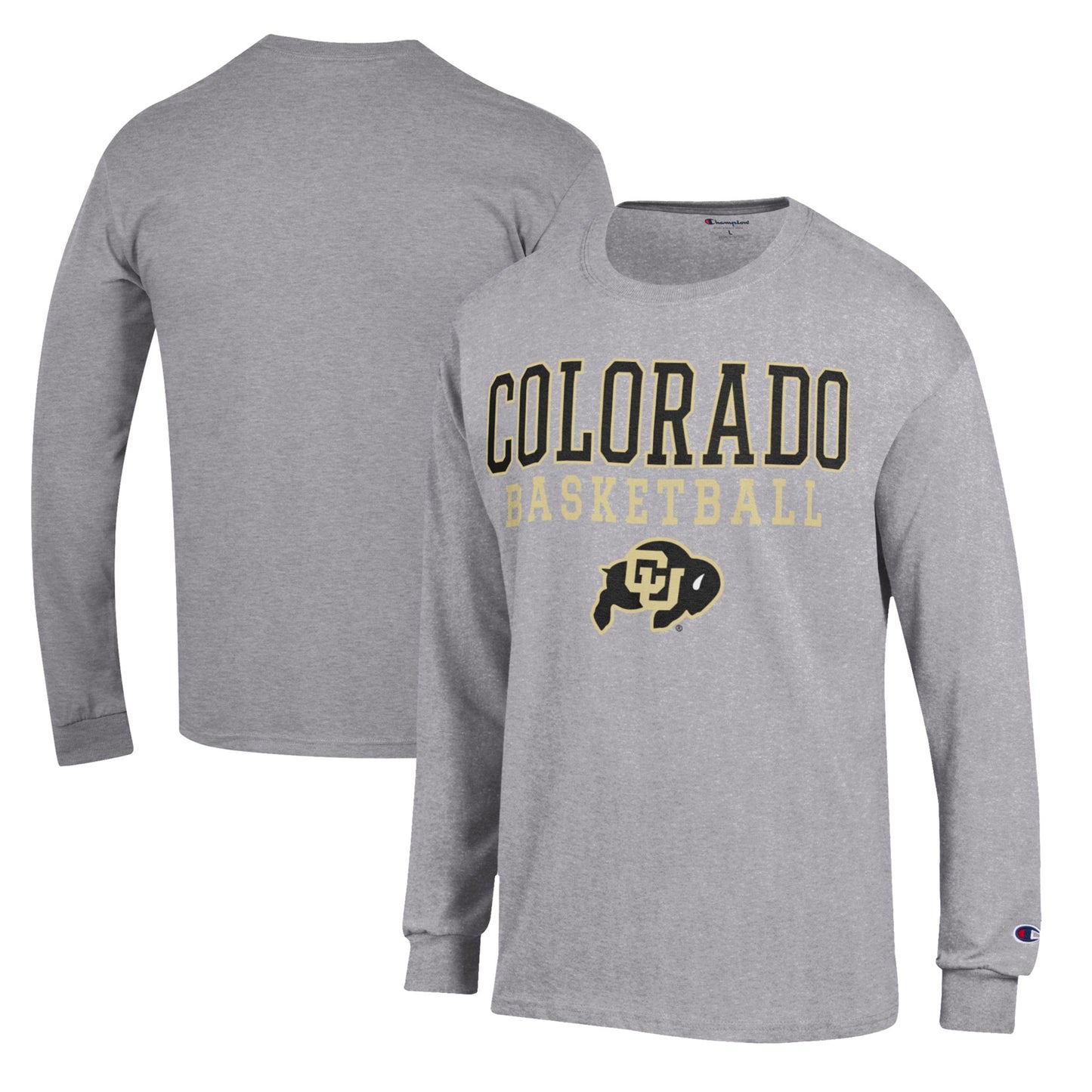 Men's Champion Heather Gray Colorado Buffaloes Basketball Stack Long Sleeve T-Shirt