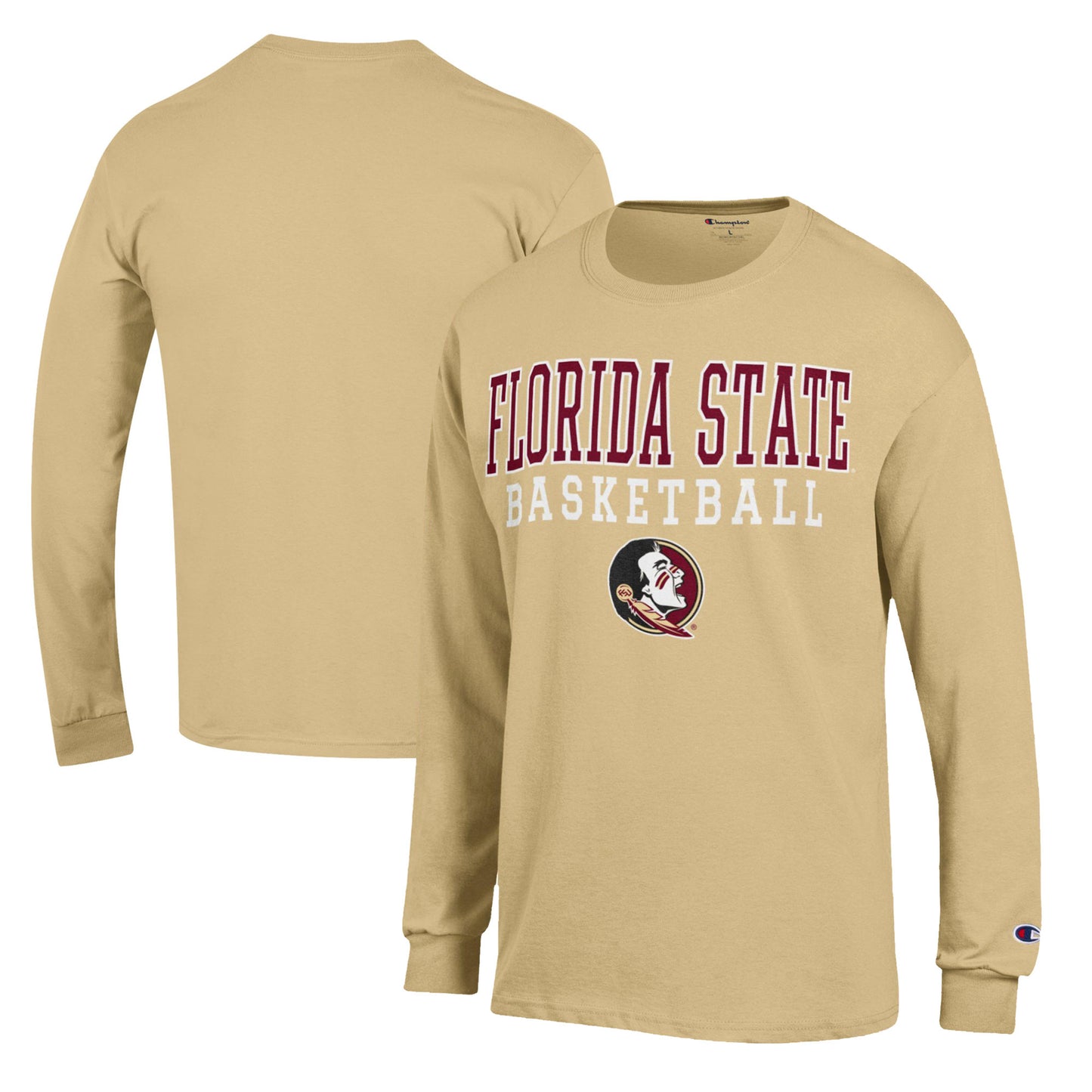 Men's Champion Gold Florida State Seminoles Basketball Stack Long Sleeve T-Shirt