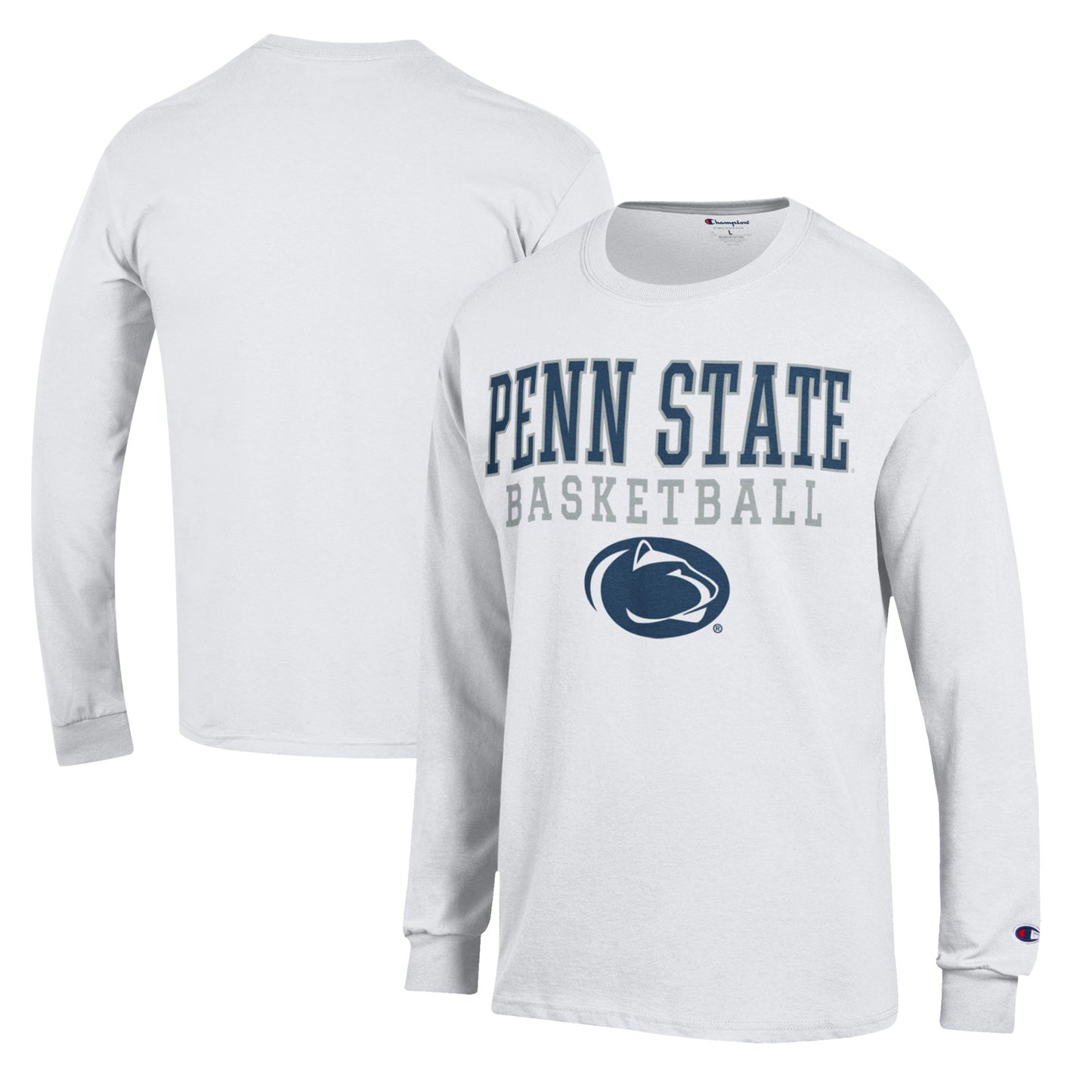 Men's Champion White Penn State Nittany Lions Basketball Stack Long Sleeve T-Shirt