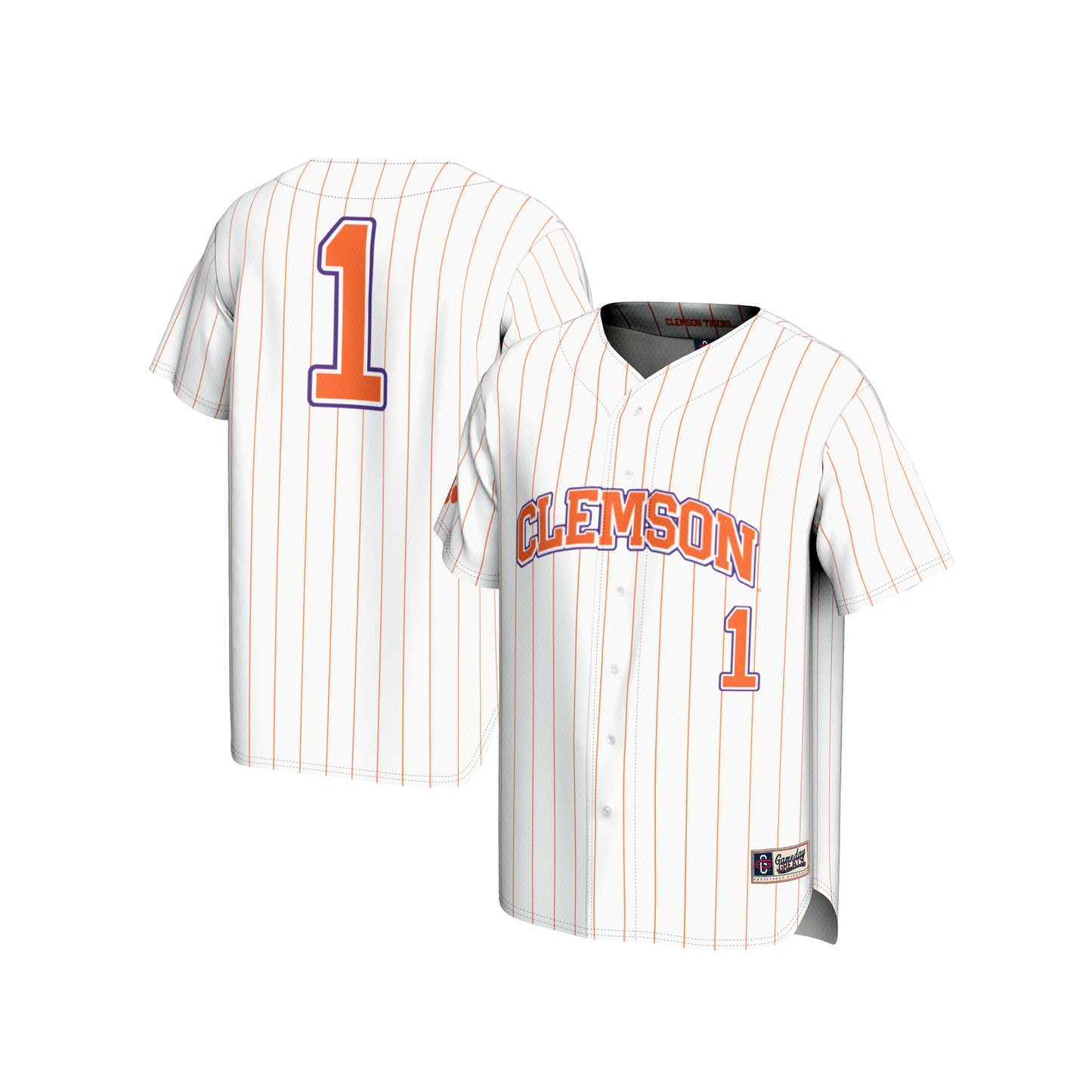Youth GameDay Greats White #1 Clemson Tigers Lightweight Baseball Fashion Jersey