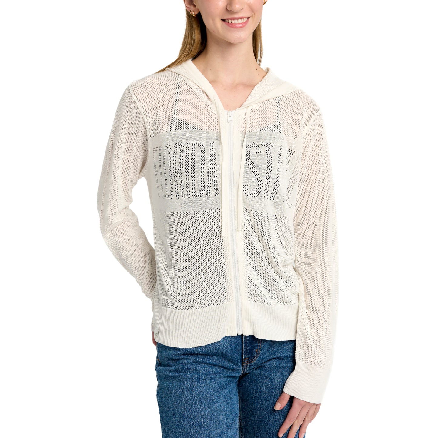 Women's Lusso Cream Florida State Seminoles Summer Tonal Mesh Full-Zip Hoodie Sweater