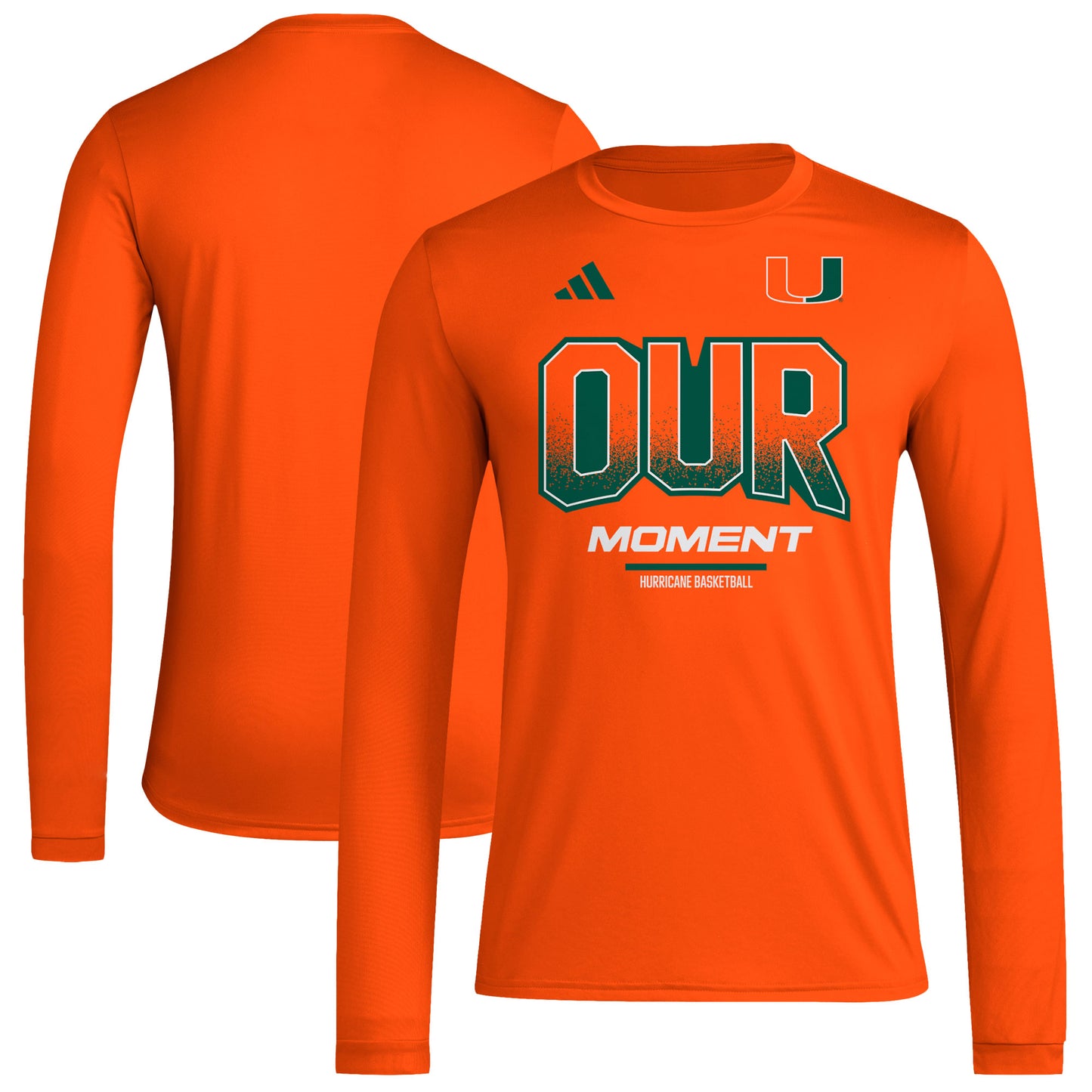 Unisex adidas Orange Miami Hurricanes 2024 On-Court Bench Our Moment Long Sleeve T-Shirt