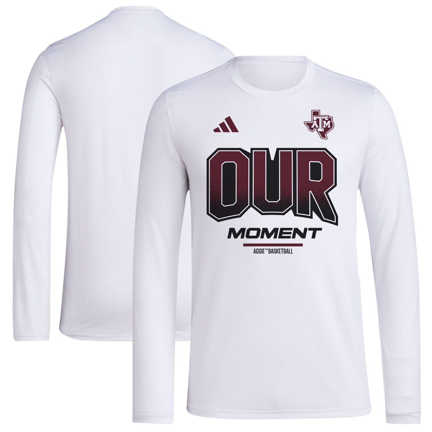 Unisex adidas White Texas A&M Aggies 2024 On-Court Bench Our Moment Long Sleeve T-Shirt