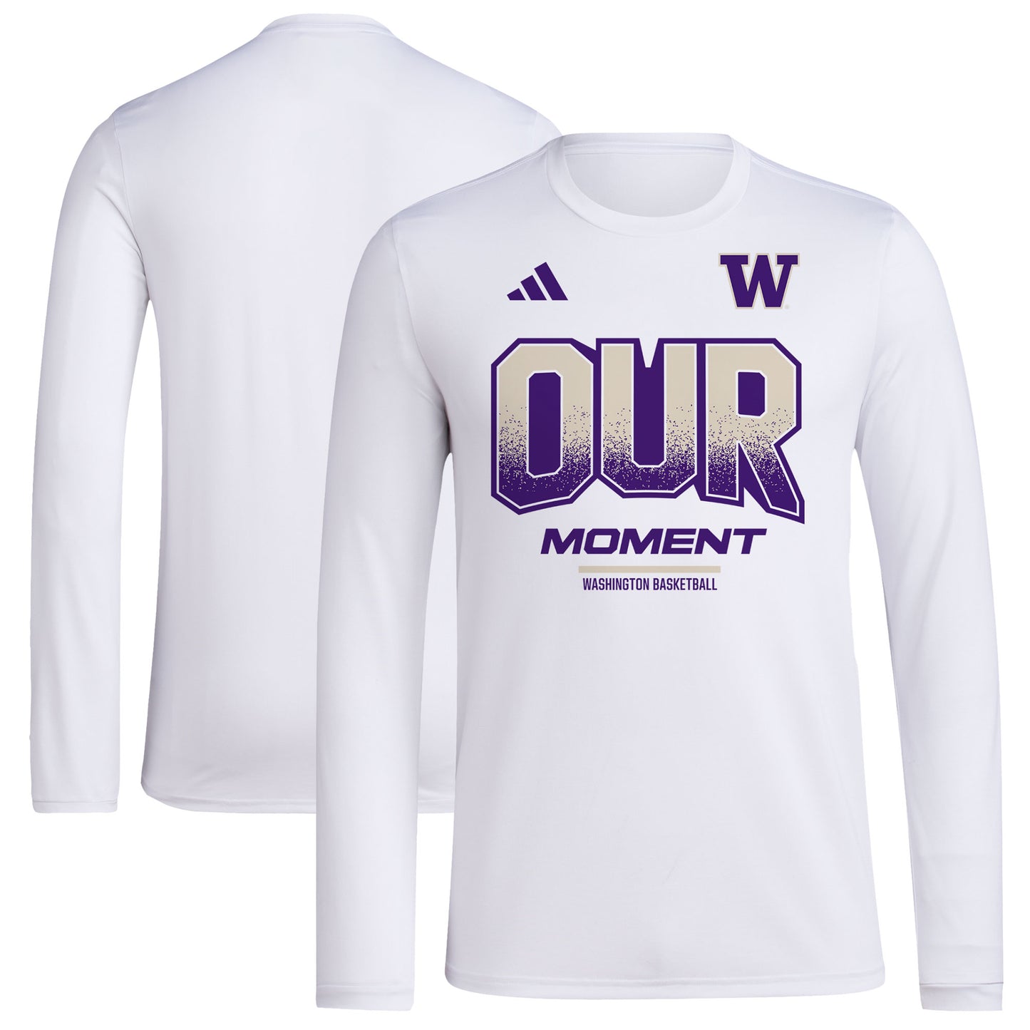 Unisex adidas White Washington Huskies 2024 On-Court Bench Our Moment Long Sleeve T-Shirt