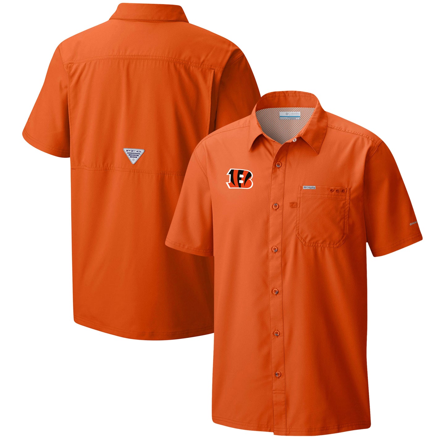 Men's Columbia Orange Cincinnati Bengals Slack Tide Omni-Wick Button-Up Camp Shirt
