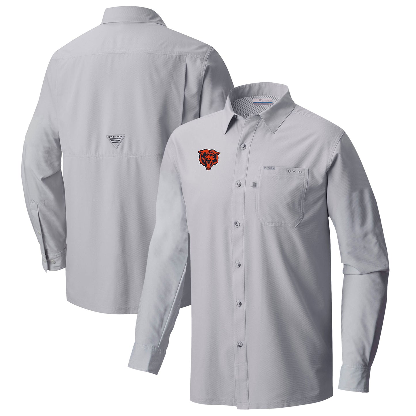 Men's Columbia Gray Chicago Bears Slack Tide Omni-Wick Long Sleeve Button-Up Shirt