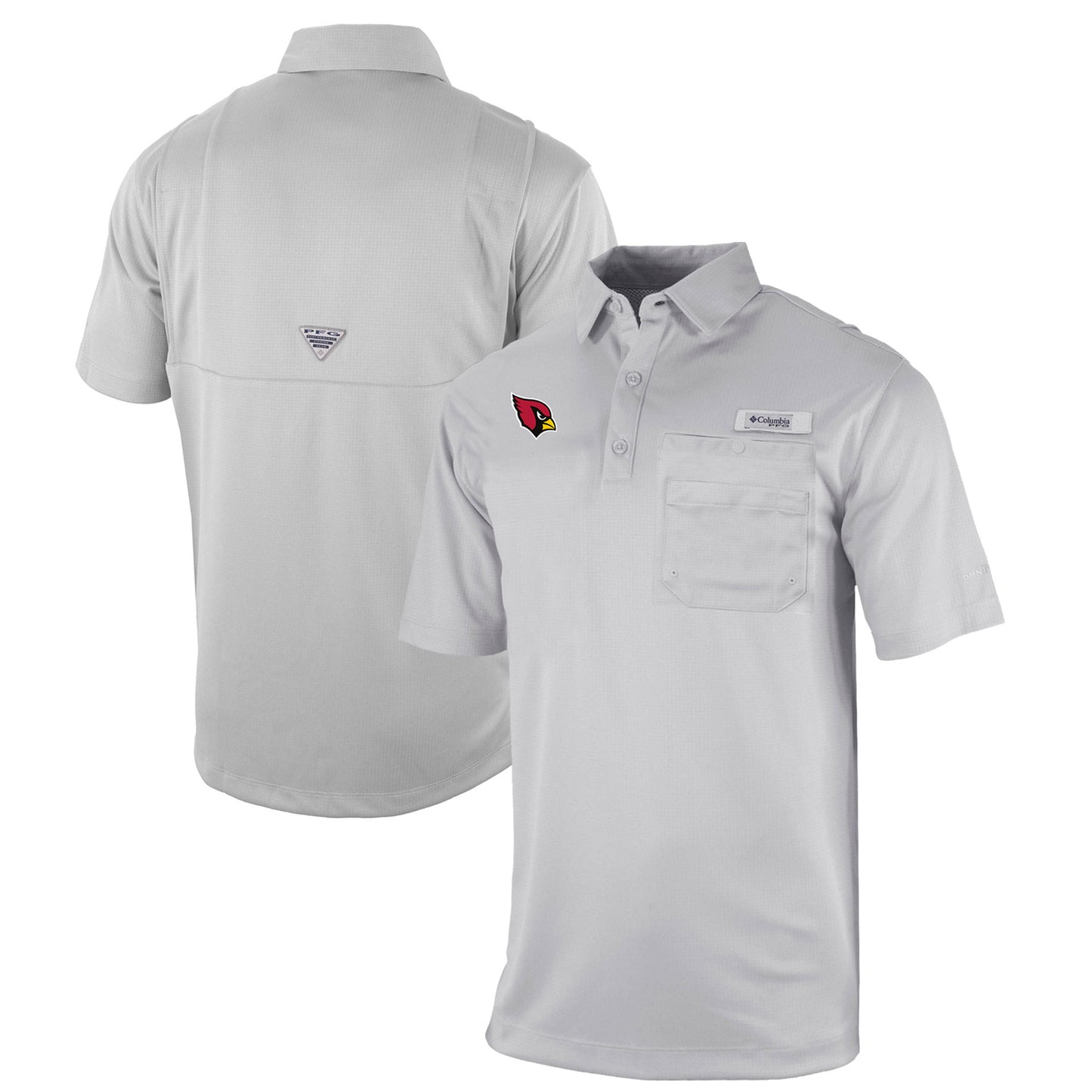 Men's Columbia Gray Arizona Cardinals Omni-Wick Flycaster Pocket Polo