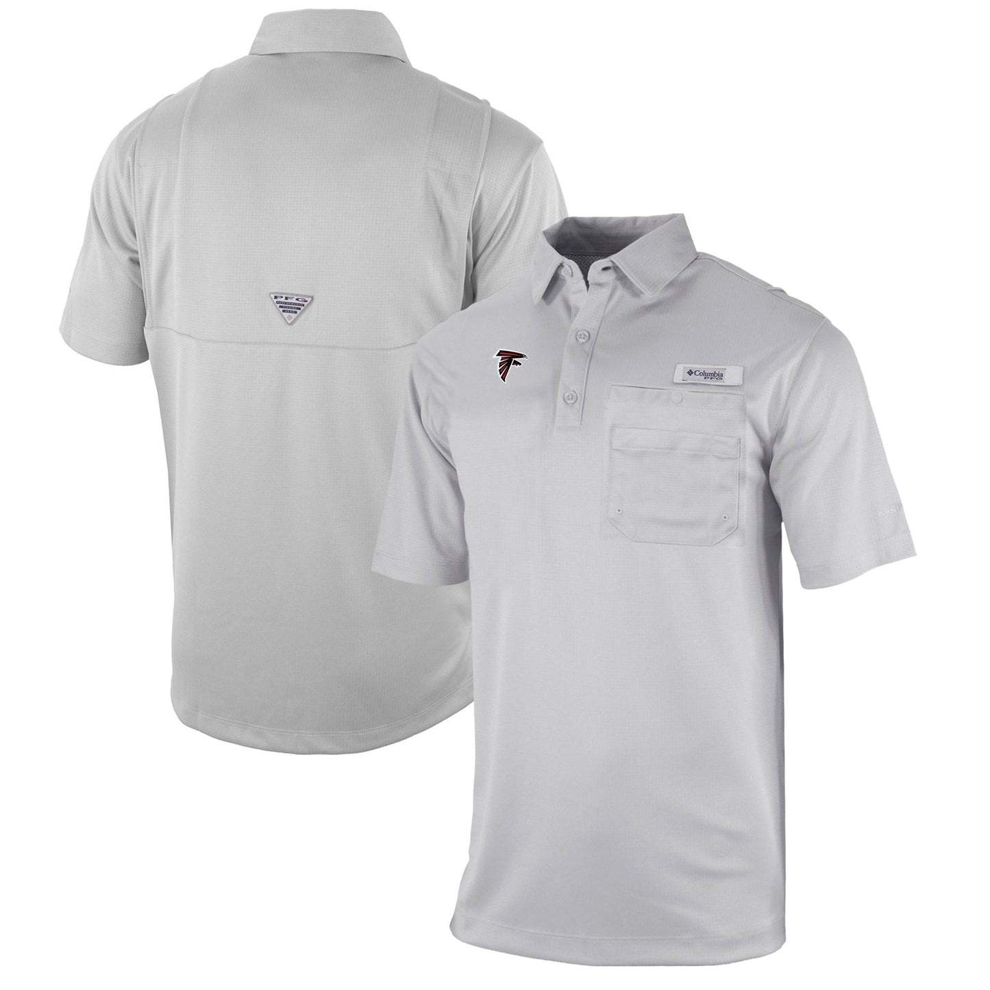 Men's Columbia Gray Atlanta Falcons Omni-Wick Flycaster Pocket Polo