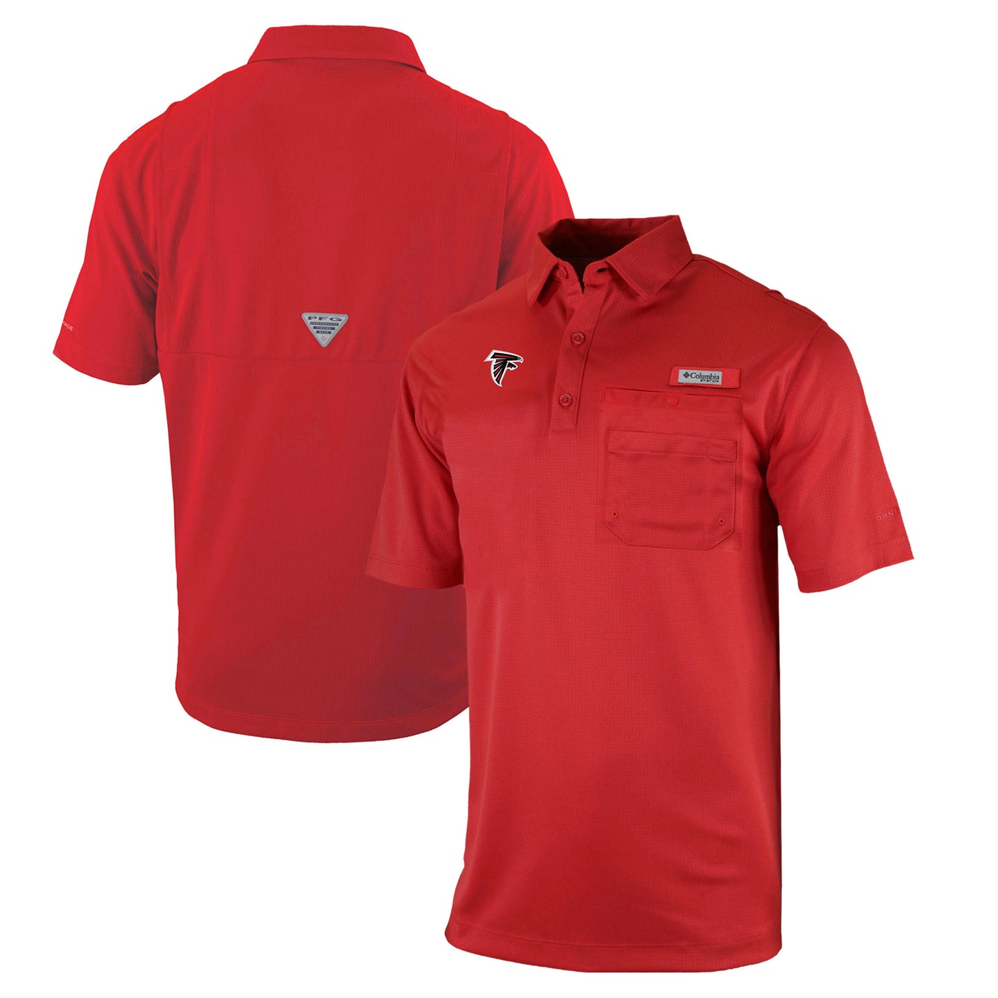 Men's Columbia Red Atlanta Falcons Omni-Wick Flycaster Pocket Polo