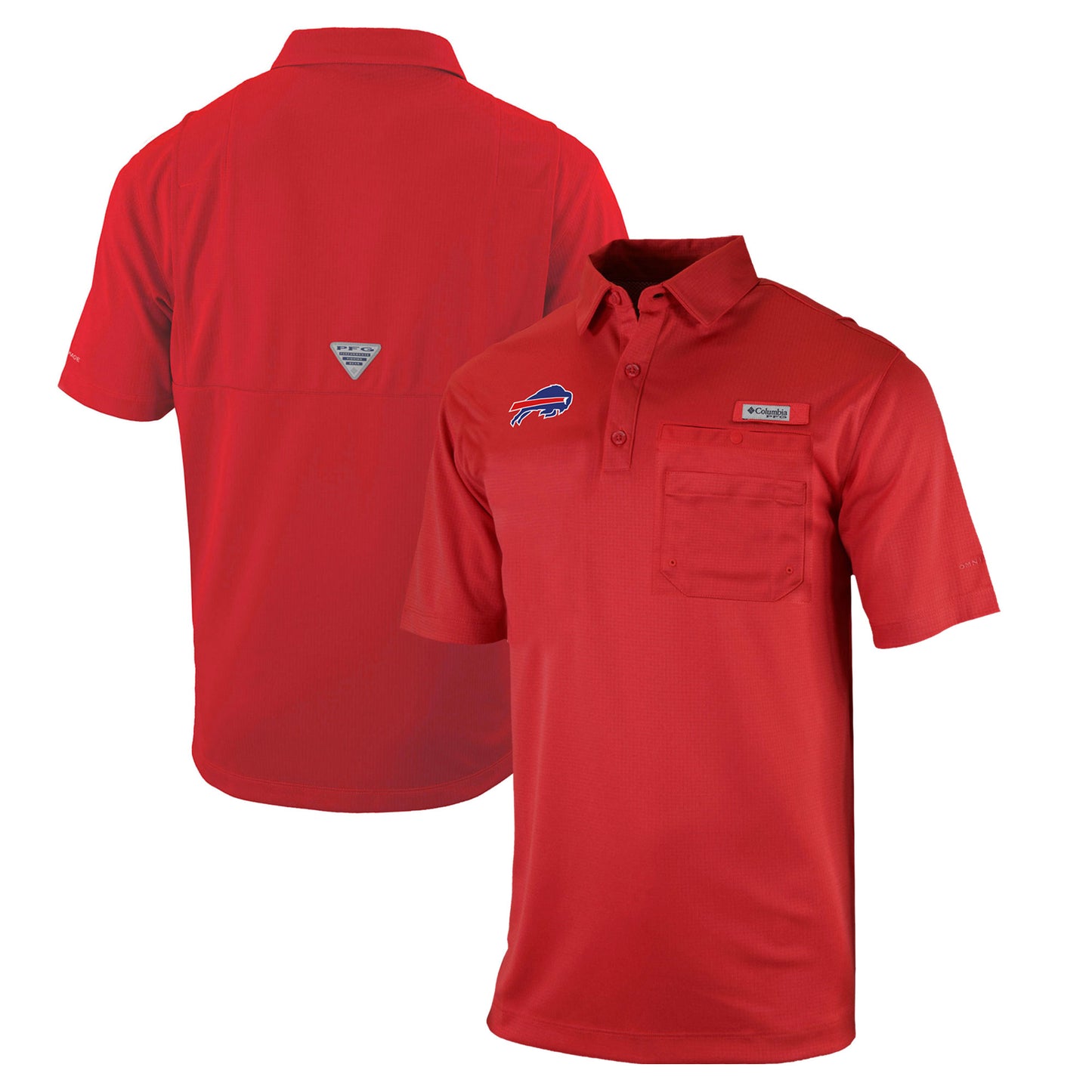 Men's Columbia Red Buffalo Bills Omni-Wick Flycaster Pocket Polo