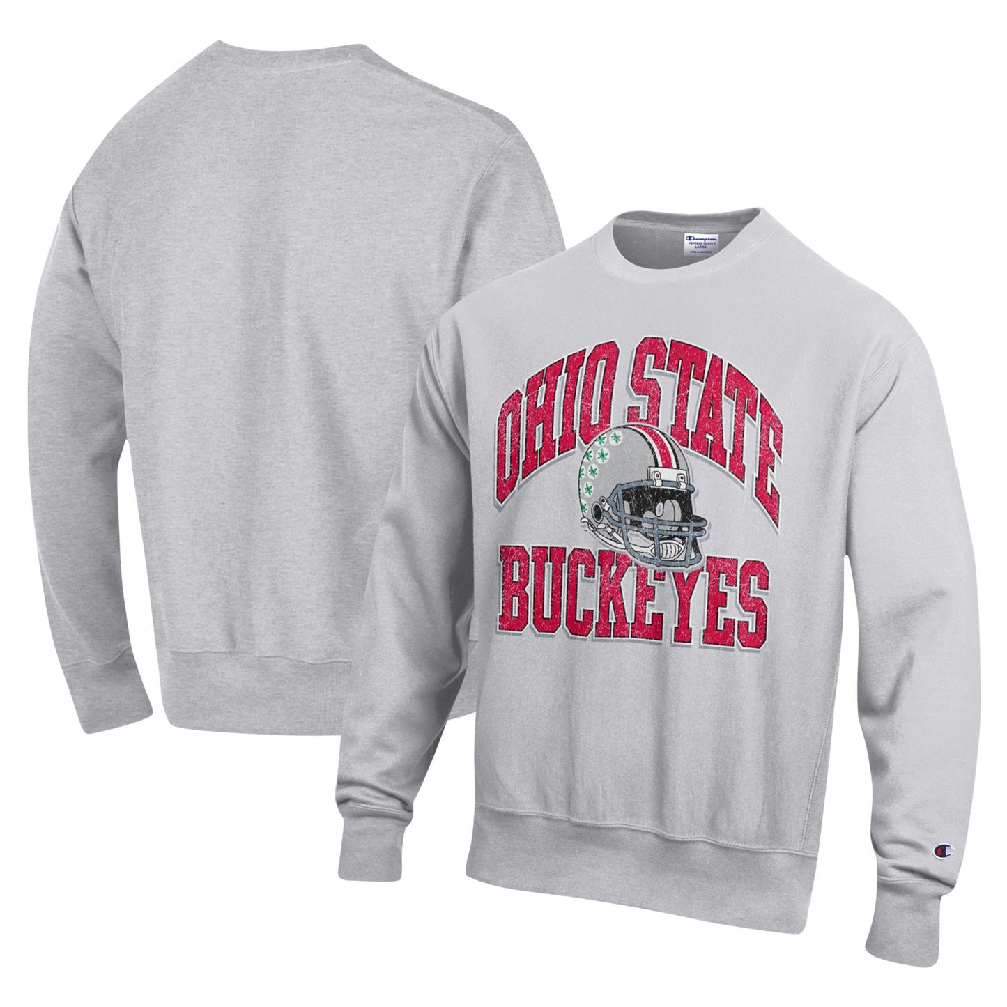 Men's Champion Heather Gray Ohio State Buckeyes Vault Late Night Reverse Weave Pullover Sweatshirt