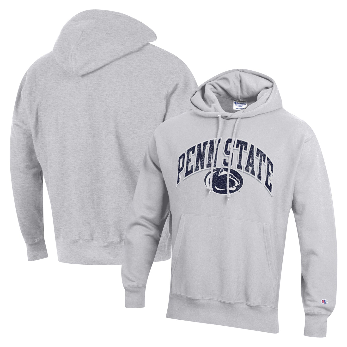 Men's Champion Heather Gray Penn State Nittany Lions Vault Late Night Reverse Weave Pullover Hoodie