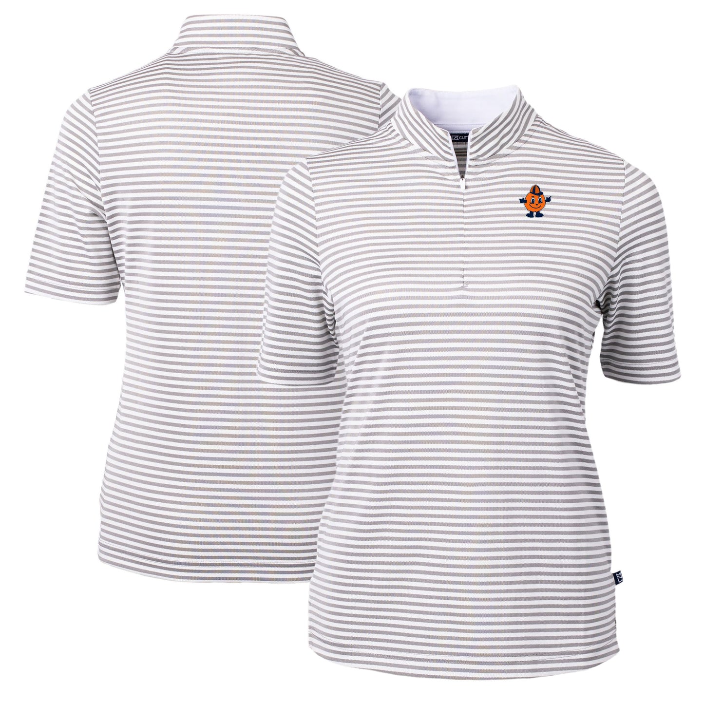 Women's Cutter & Buck Gray Syracuse Orange Vault DryTec Virtue Eco Pique Stripe Recycled Top