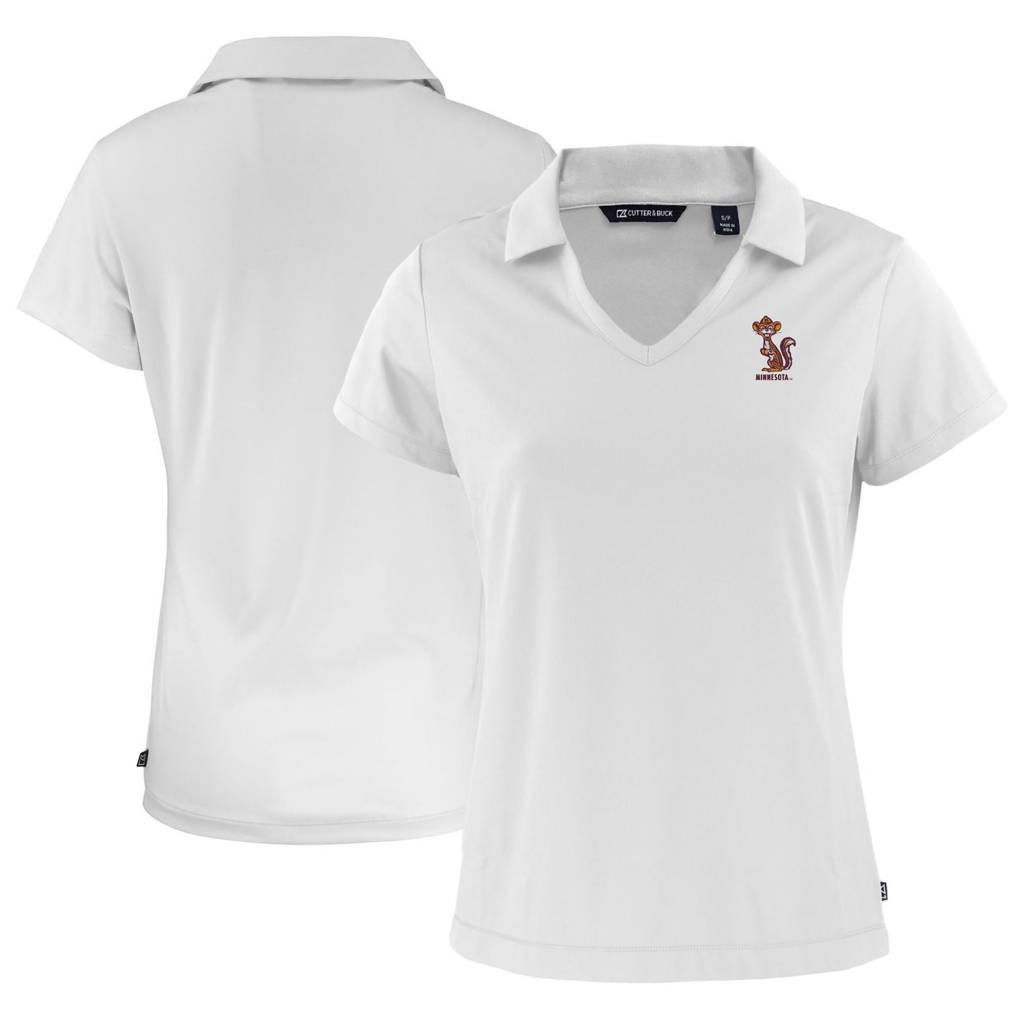 Women's Cutter & Buck White Minnesota Golden Gophers Vault Daybreak Eco Recycled V-Neck Polo