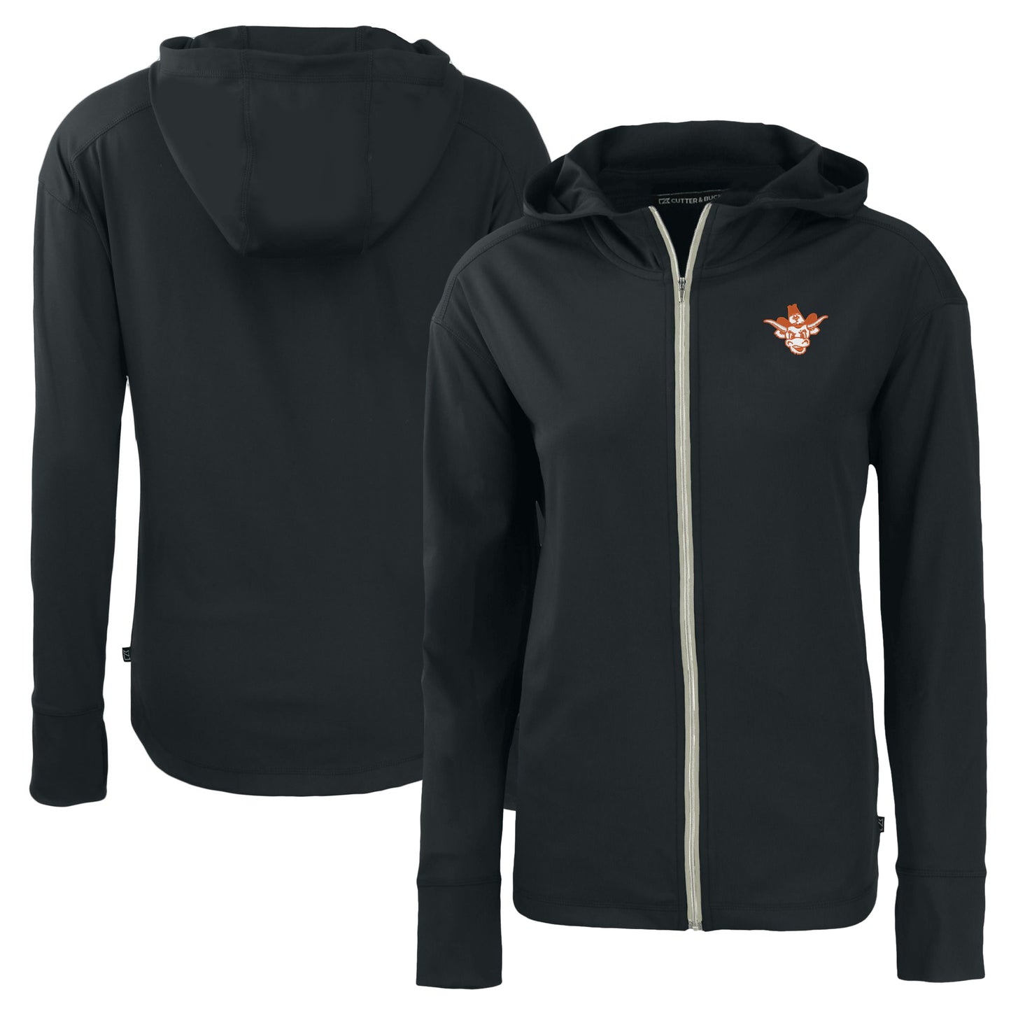 Women's Cutter & Buck Black Texas Longhorns Vault Daybreak Eco Recycled Full-Zip Hoodie