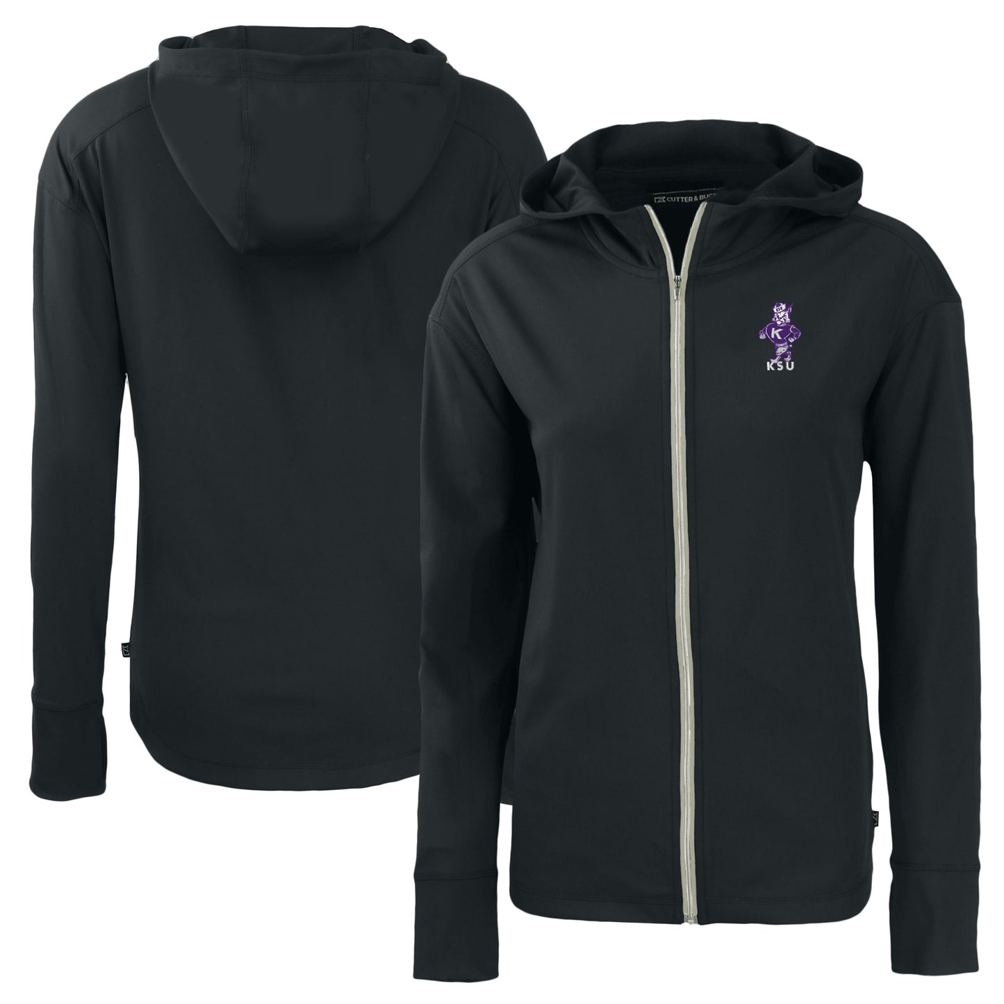 Women's Cutter & Buck Black Kansas State Wildcats Vault Daybreak Eco Recycled Full-Zip Hoodie