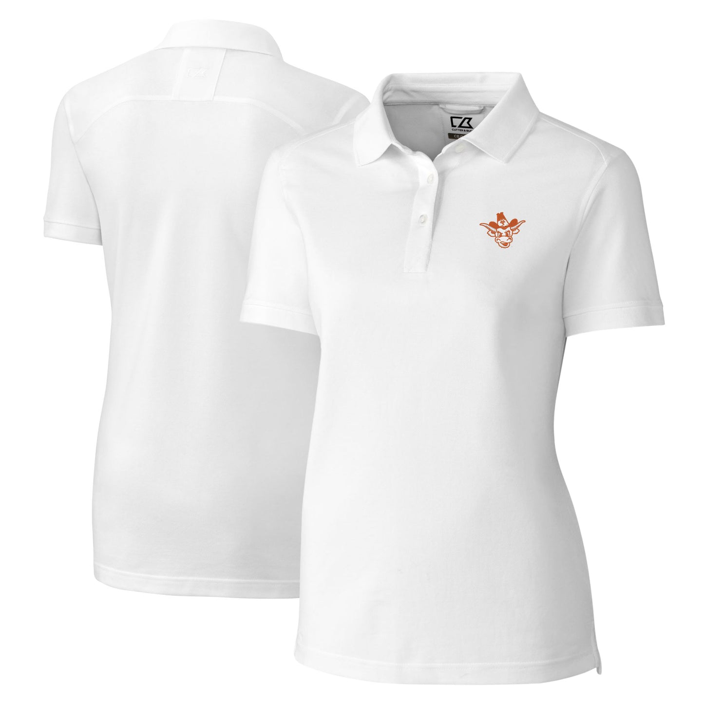 Women's Cutter & Buck White Texas Longhorns Vault DryTec Advantage Tri-Blend Pique Womens Polo