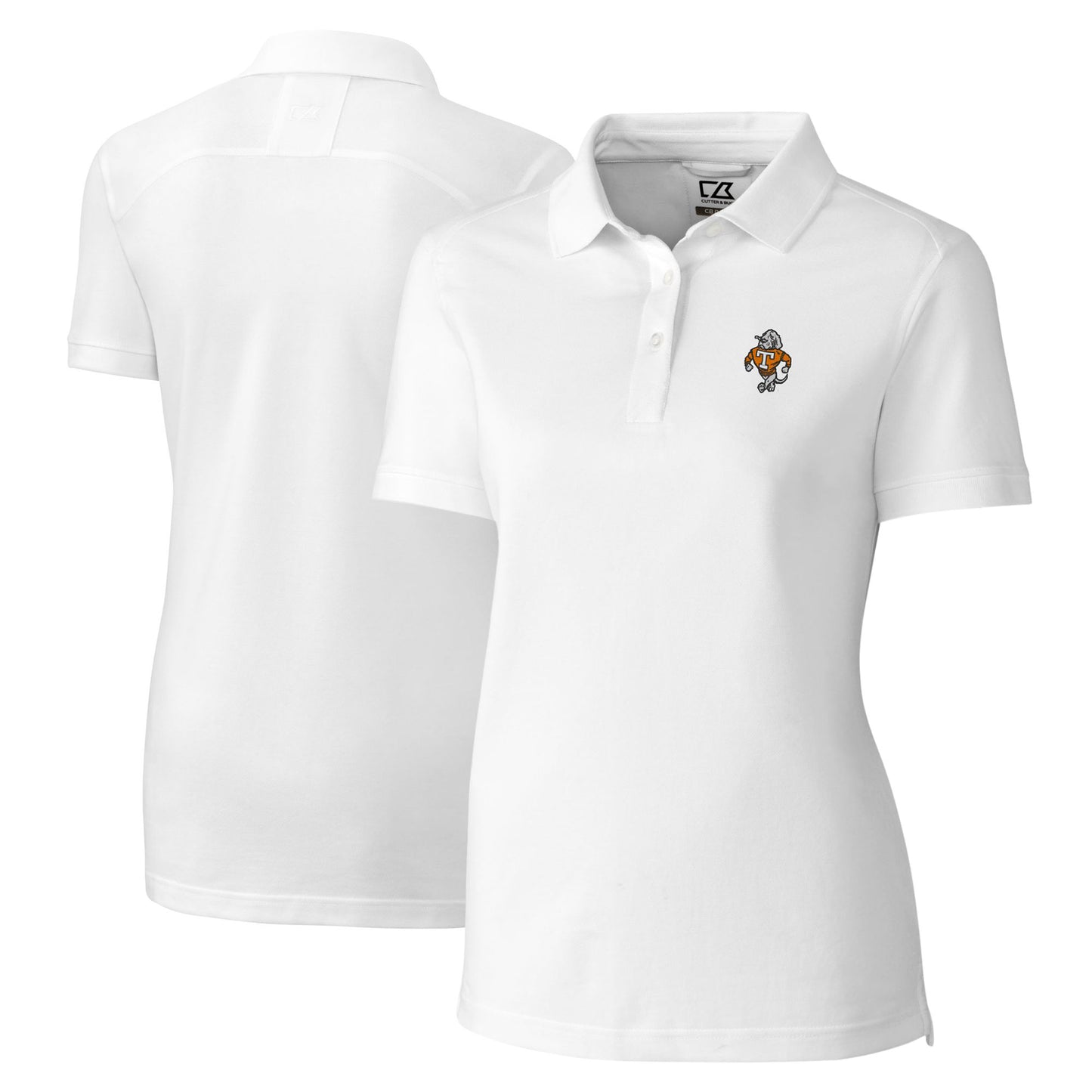 Women's Cutter & Buck White Tennessee Volunteers Vault DryTec Advantage Tri-Blend Pique Womens Polo