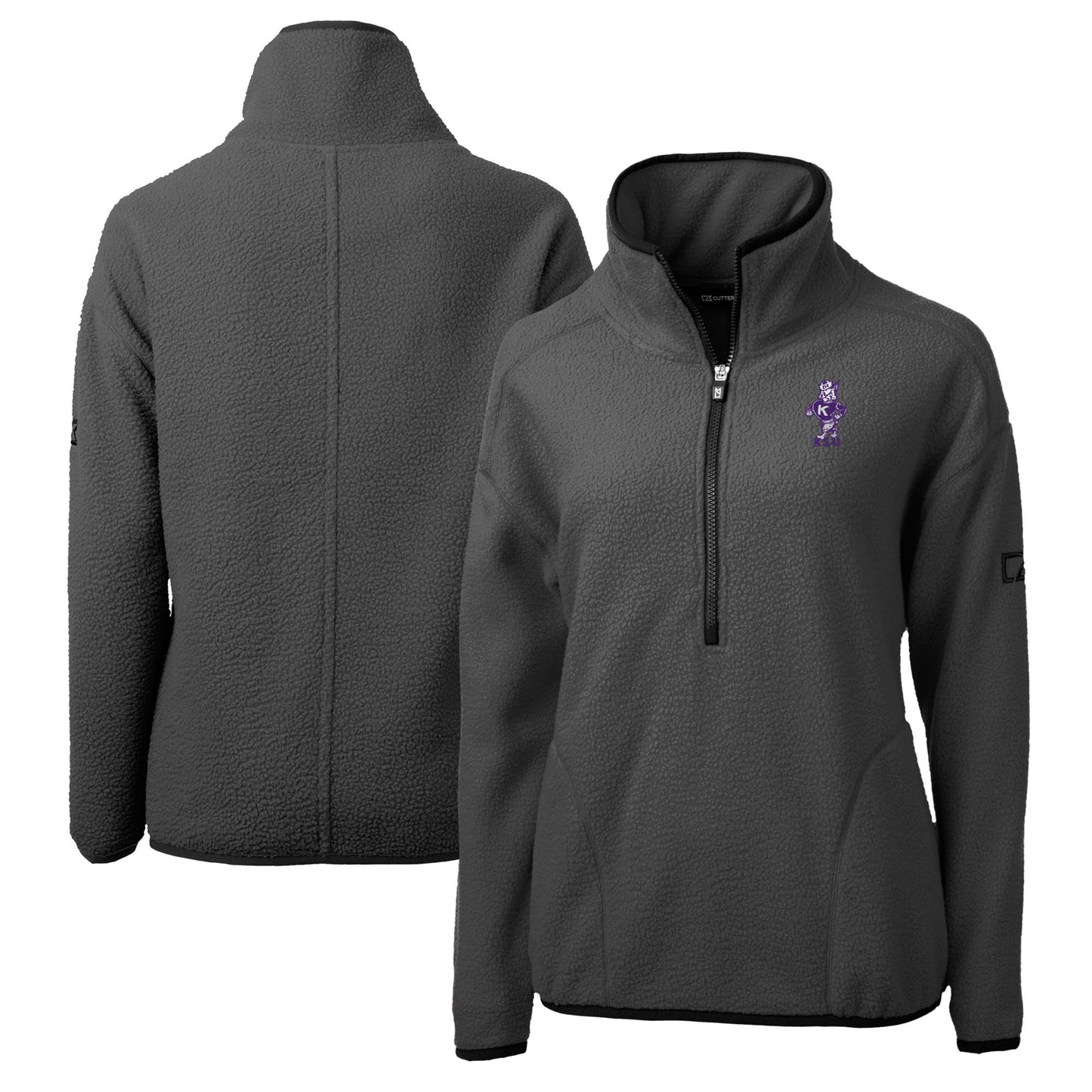 Women's Cutter & Buck Gray Kansas State Wildcats Vault Cascade Eco Sherpa Fleece Half-Zip Pullover Jacket