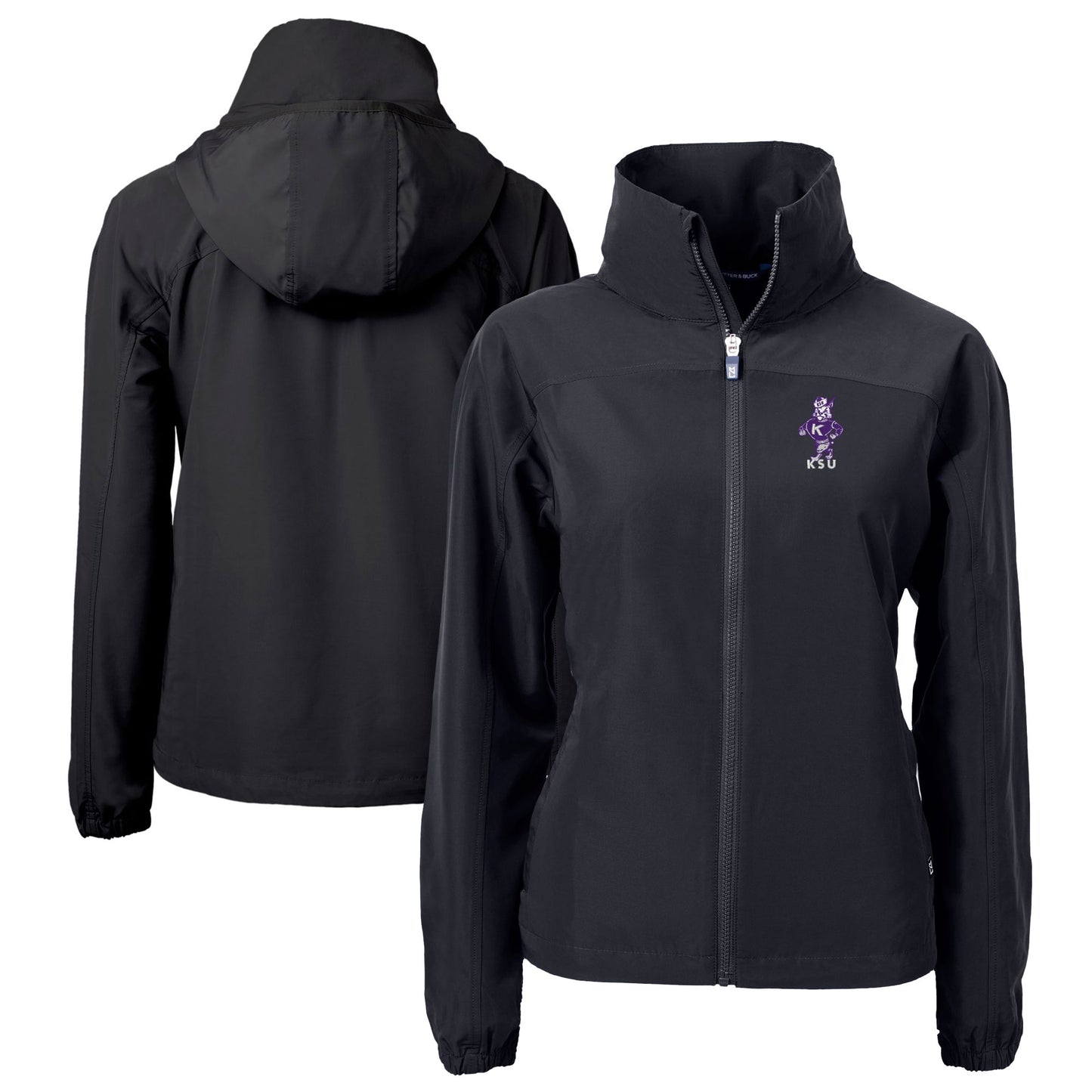Women's Cutter & Buck Black Kansas State Wildcats Vault Charter Eco Recycled Full-Zip Jacket