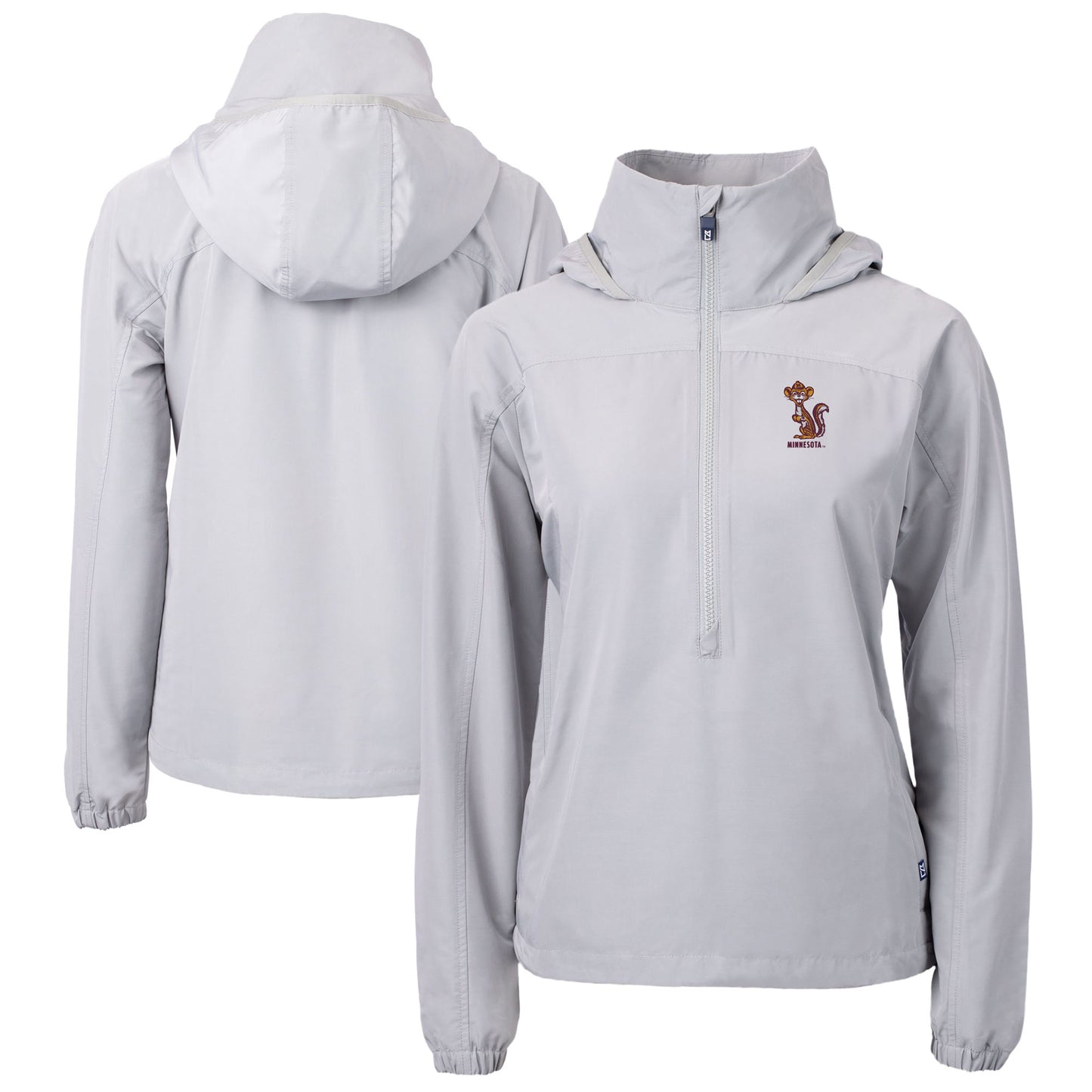Women's Cutter & Buck Gray Minnesota Golden Gophers Vault Charter Eco Recycled Half-Zip Anorak Jacket