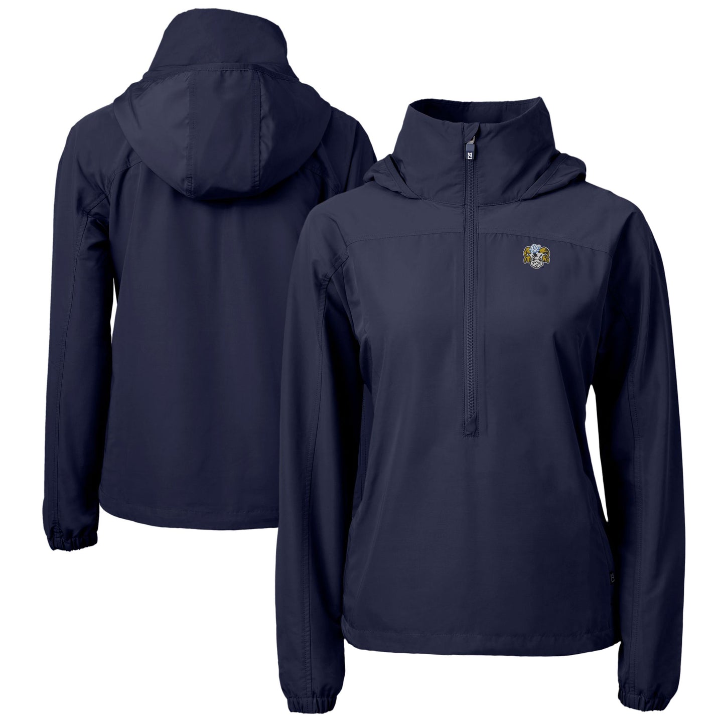 Women's Cutter & Buck Navy North Carolina Tar Heels Vault Charter Eco Recycled Half-Zip Anorak Jacket